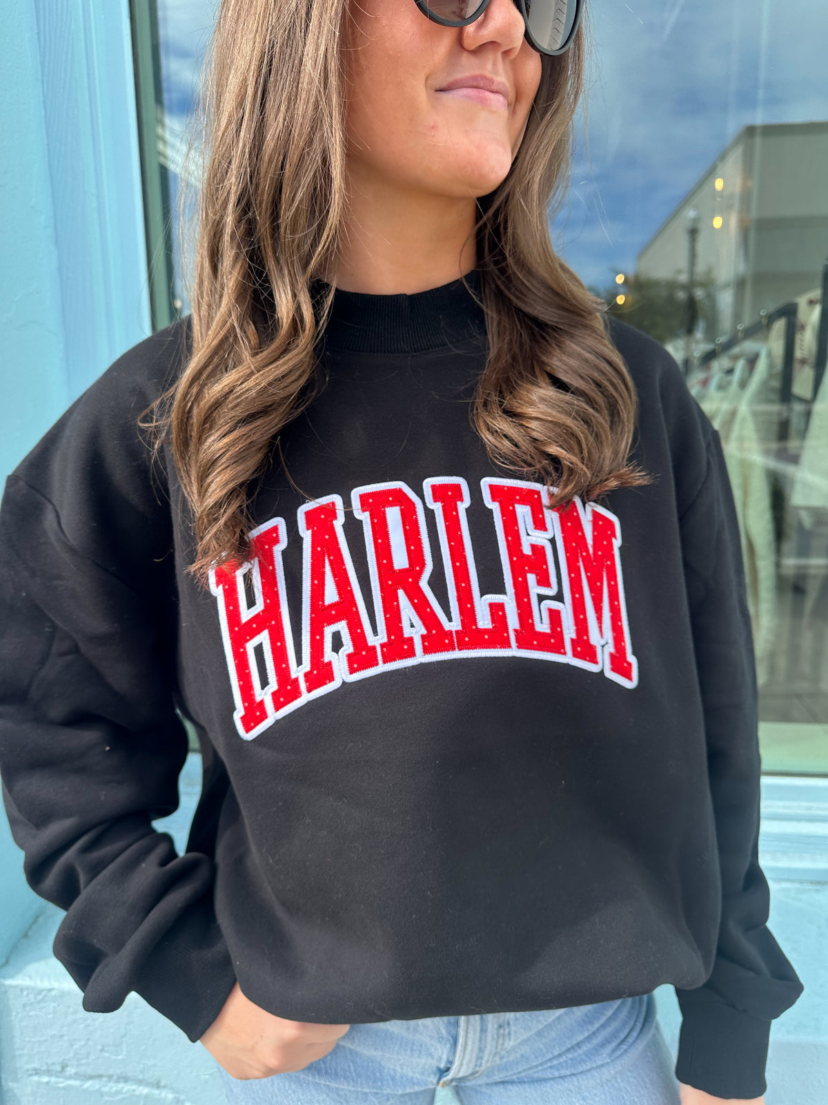 Harlem Mock Neck - Black/Red Polka Dot
