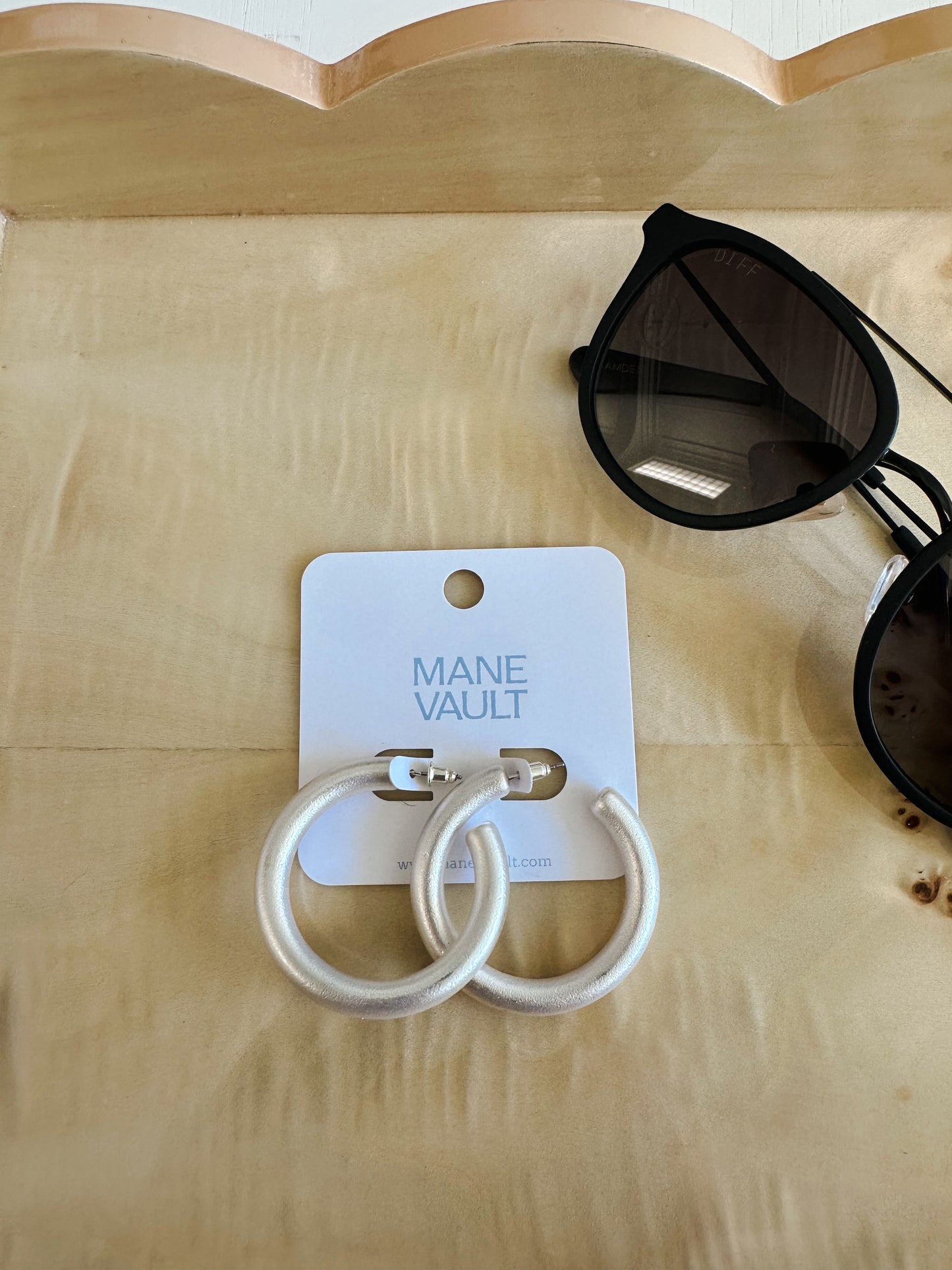 Matte Large Silver Hoops