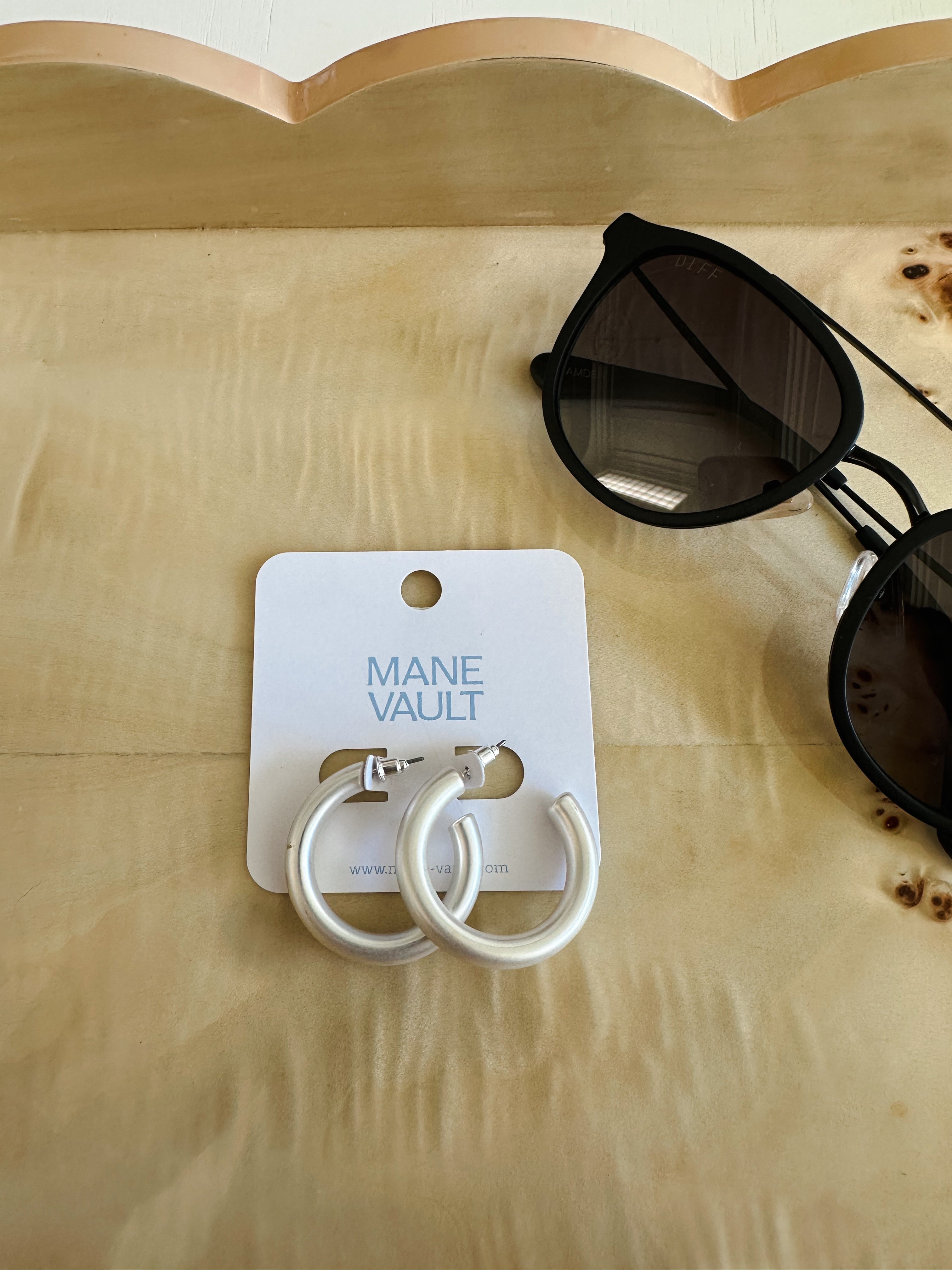 Matte Small Silver Hoops