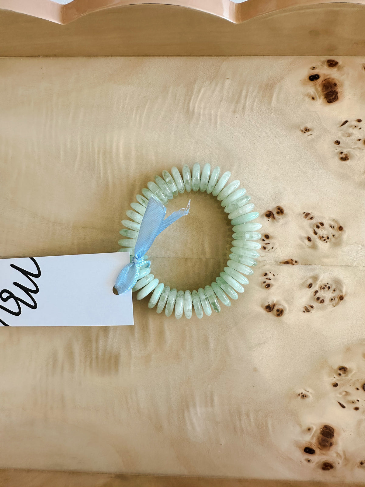 Celadon Round Disc Bead Bracelet