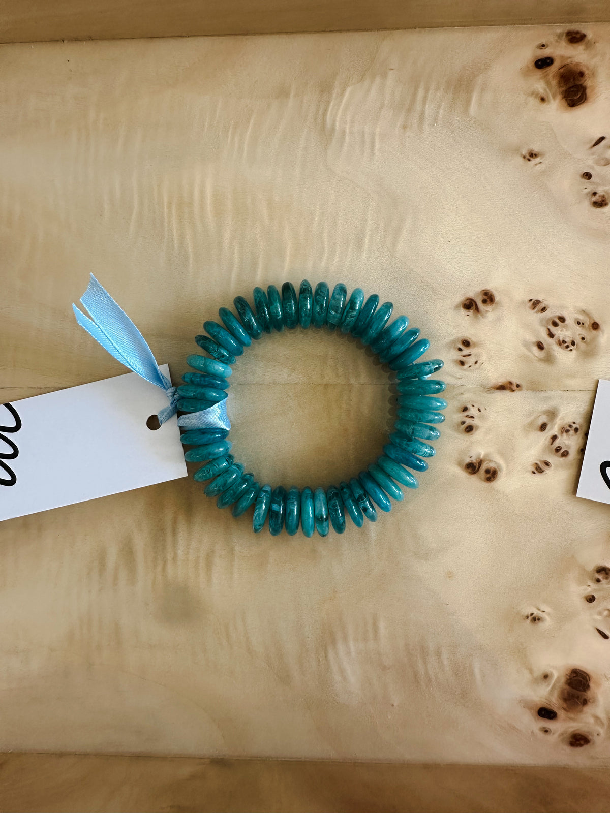 Teal Round Disc Bead Bracelet