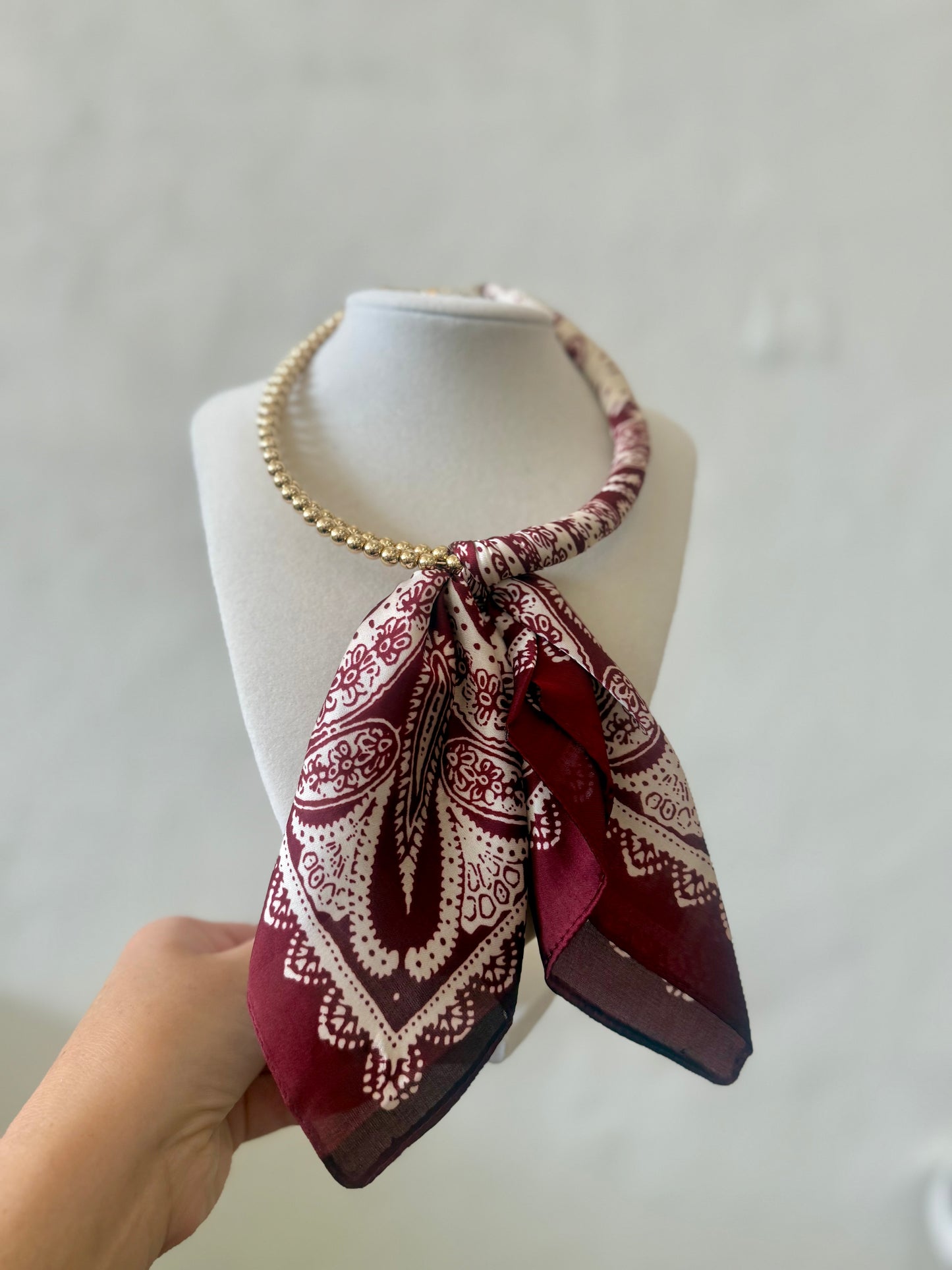 Scarf Collar Necklace- Burgundy