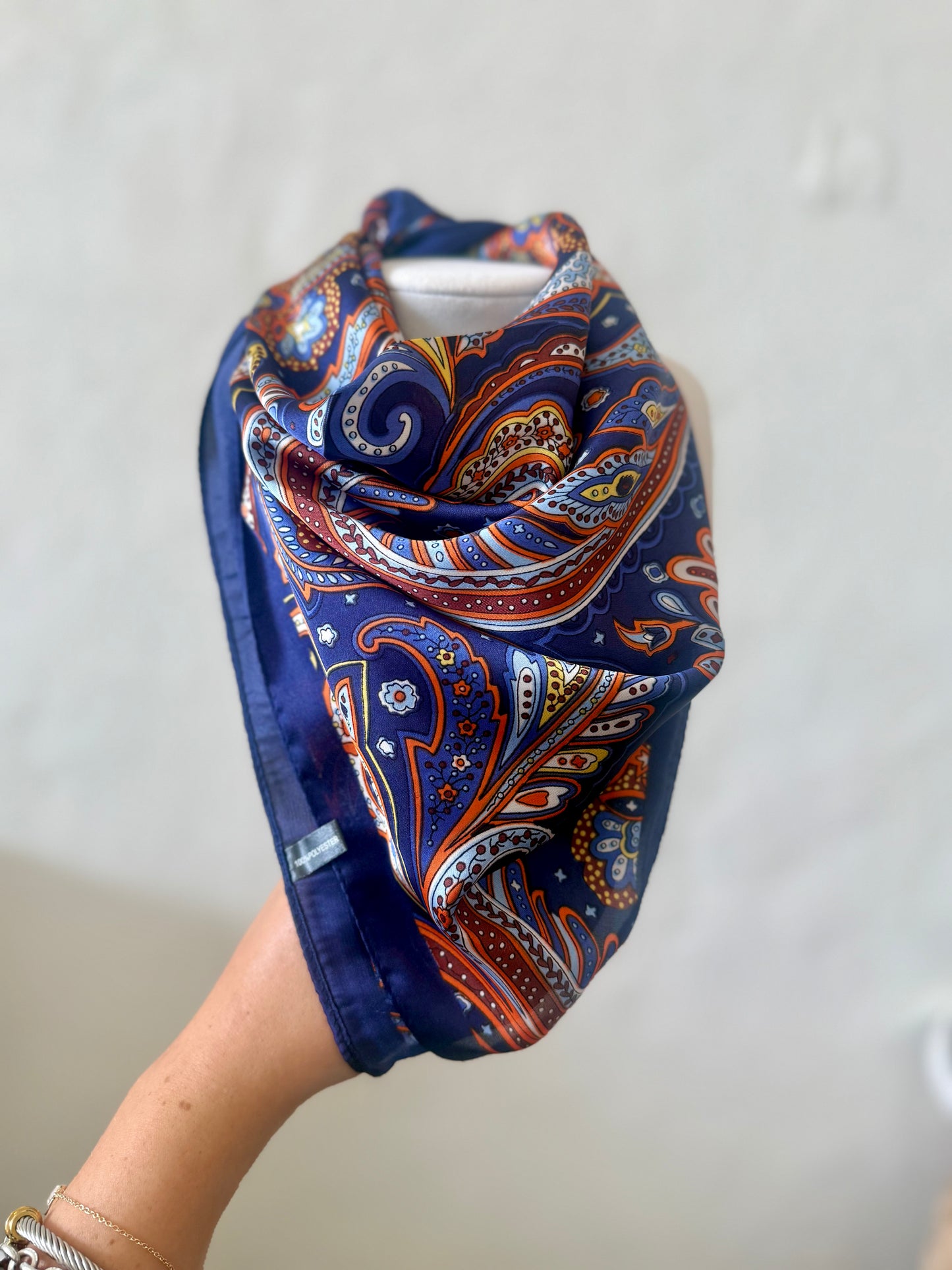 Silky Scarf- Paisley/ Royal Blue