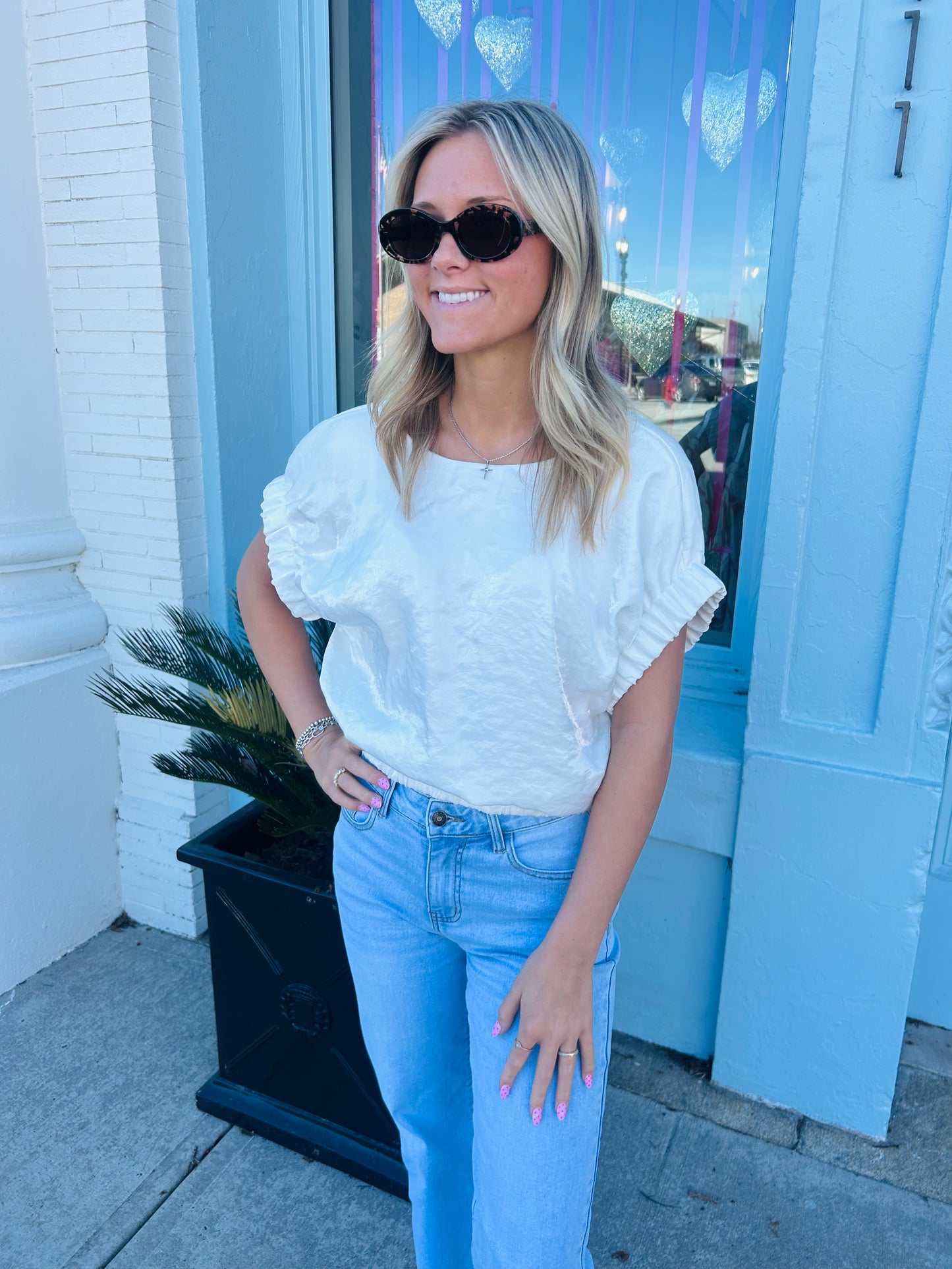 The Bonnie Round Neck Top- White