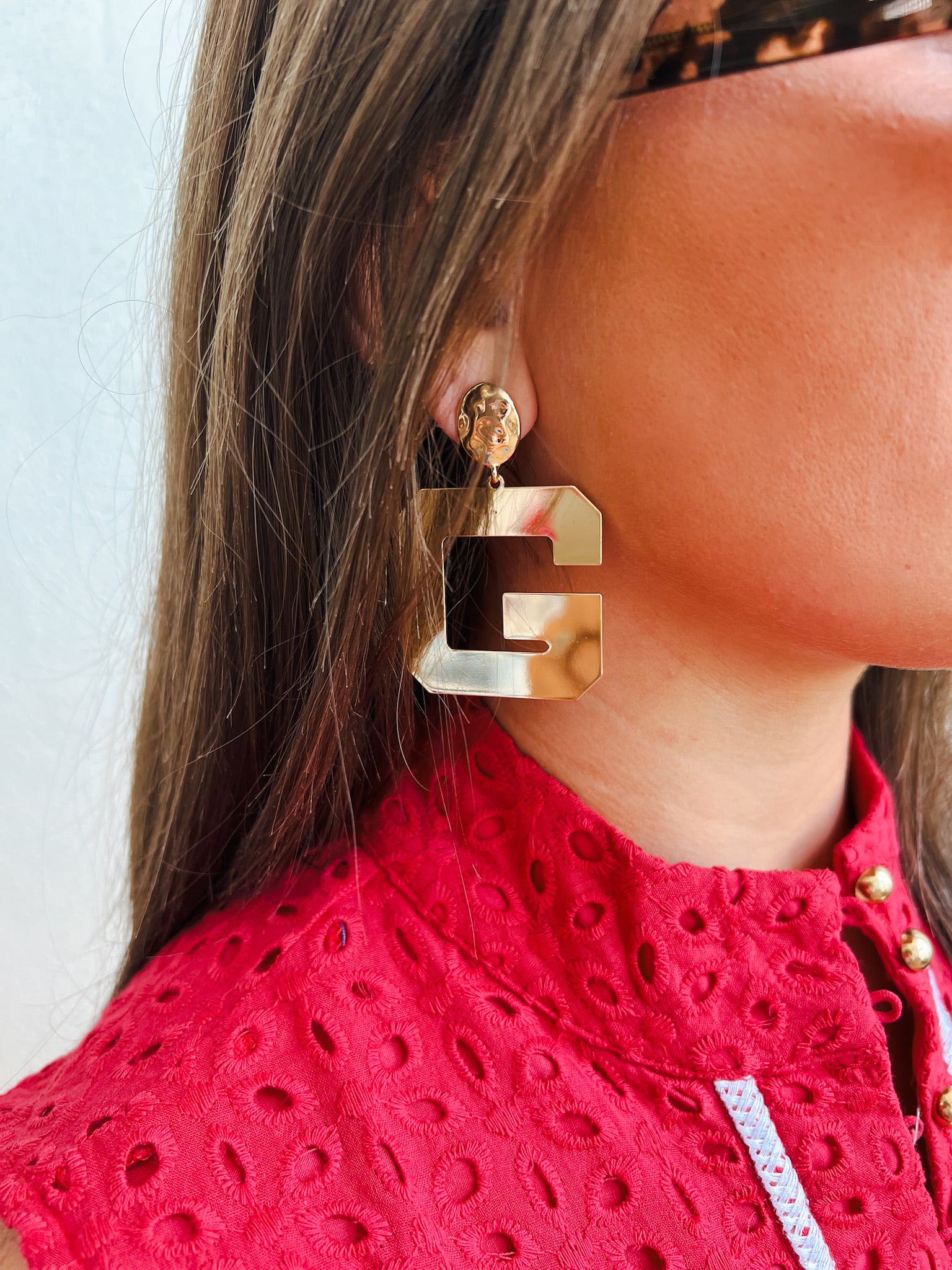 Gold G Earrings