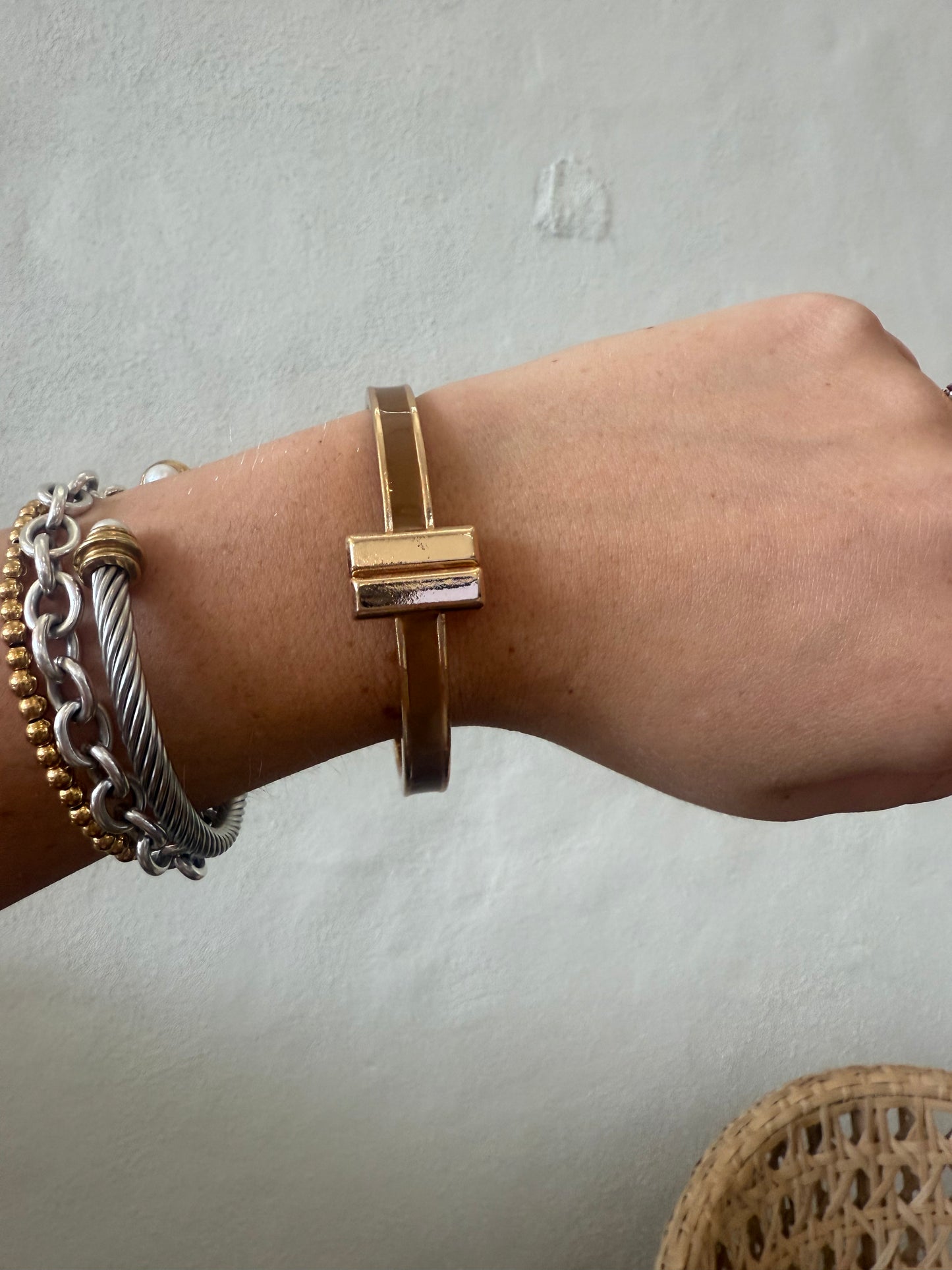 End Bar Bracelet- Brown/Gold