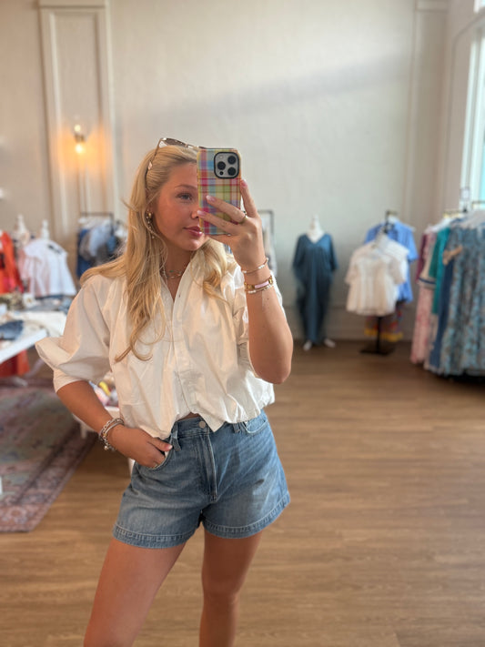 The Collar Bubble Top - White