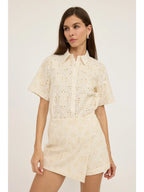 Eyelet Crochet Shirt - Natural