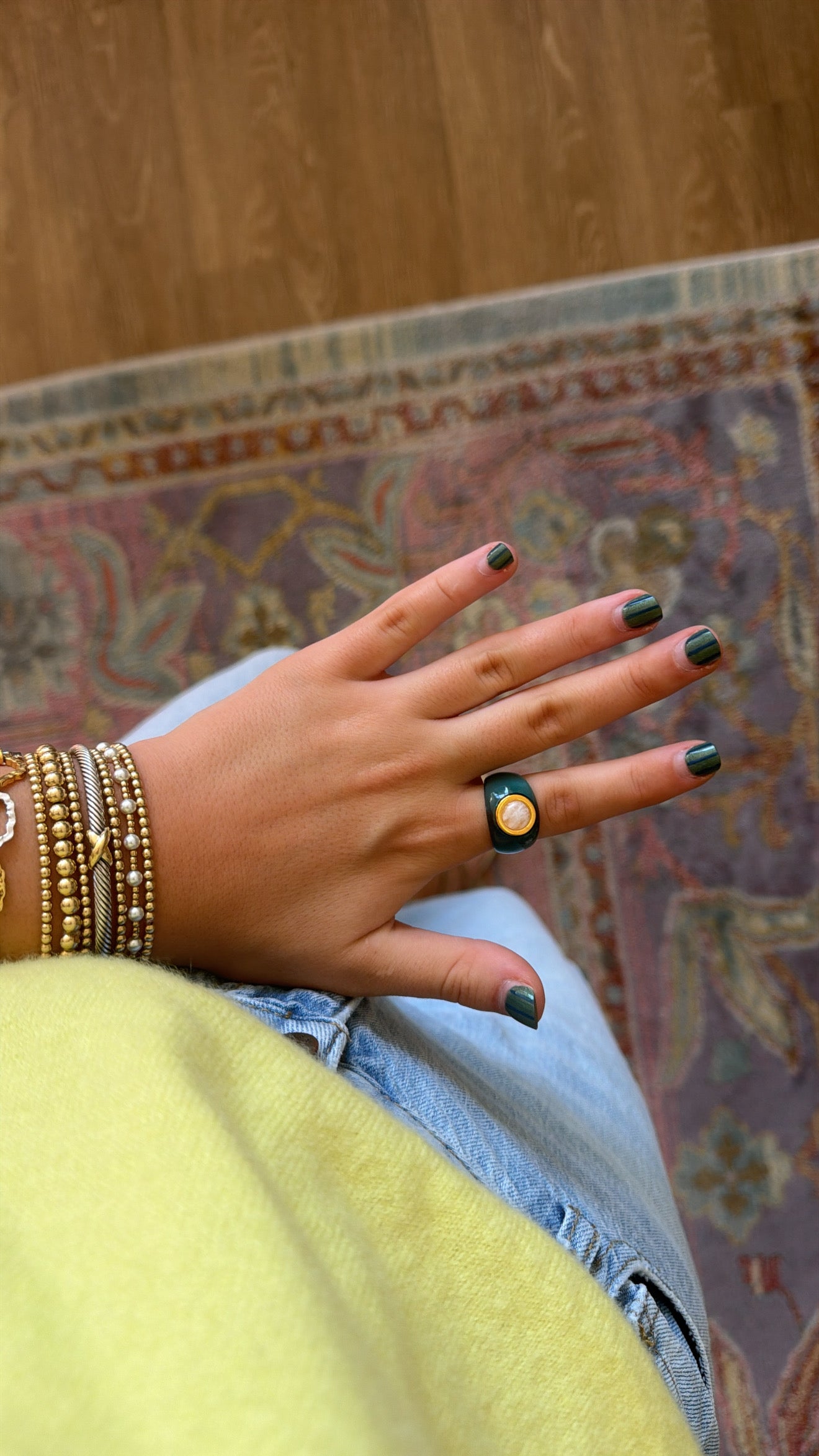 Lucas Jack Deep Sea Blue Resin/Moonstone Ring