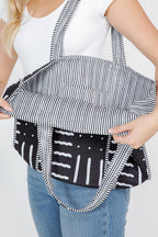 Quilted Reversible Tote Bag - Black/White