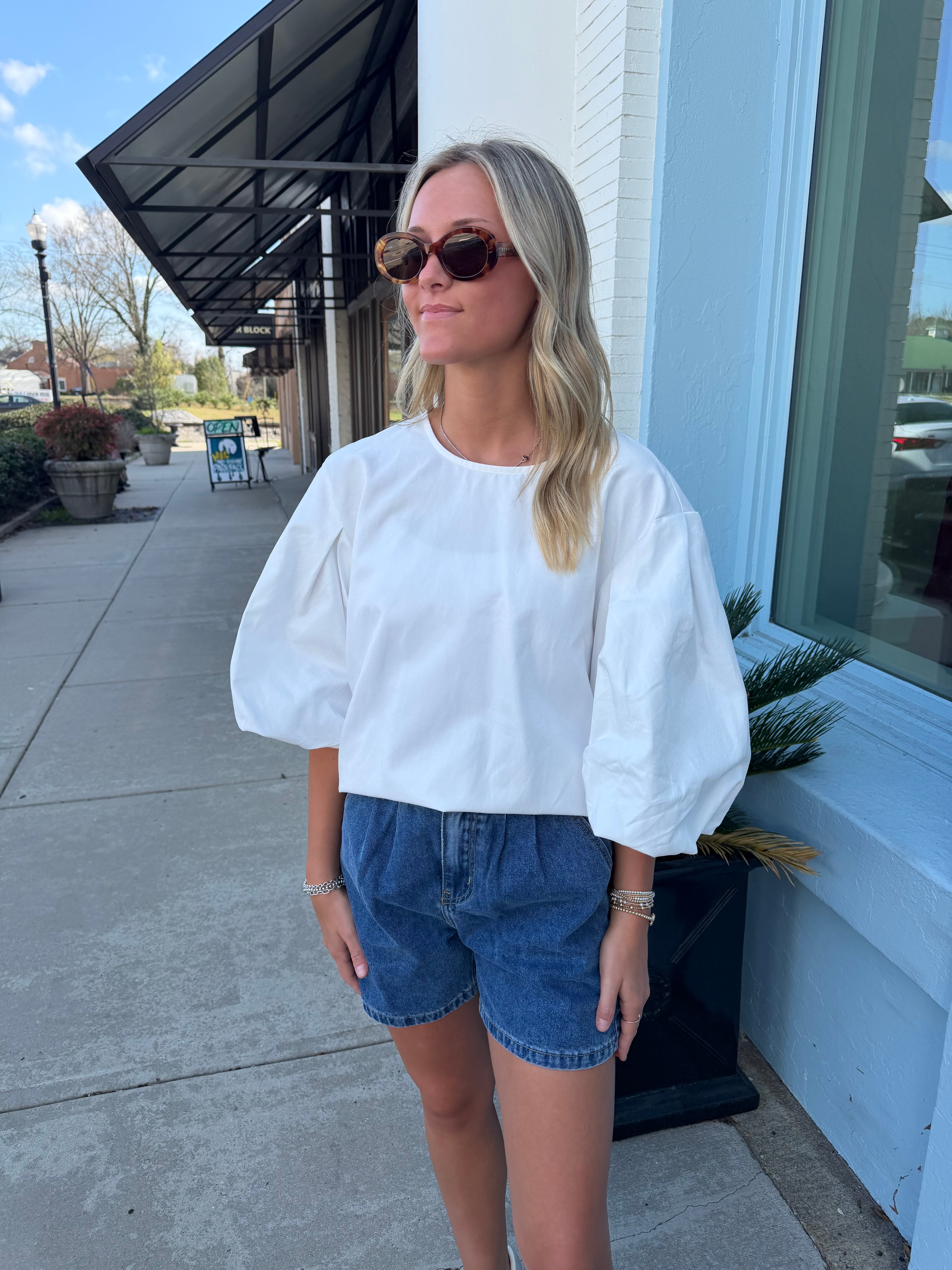 The Morgan Round Neck Top- White