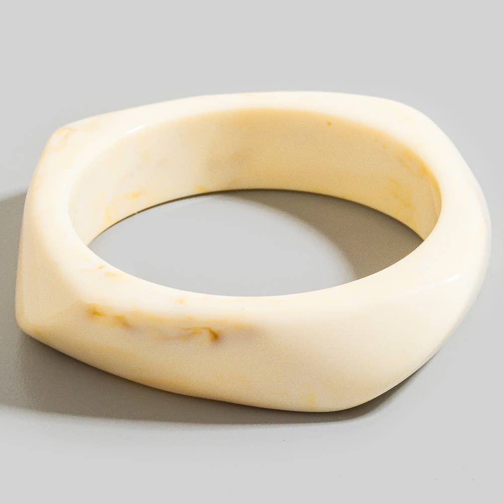Juliet Squared Marble Resin Bangle - Cream