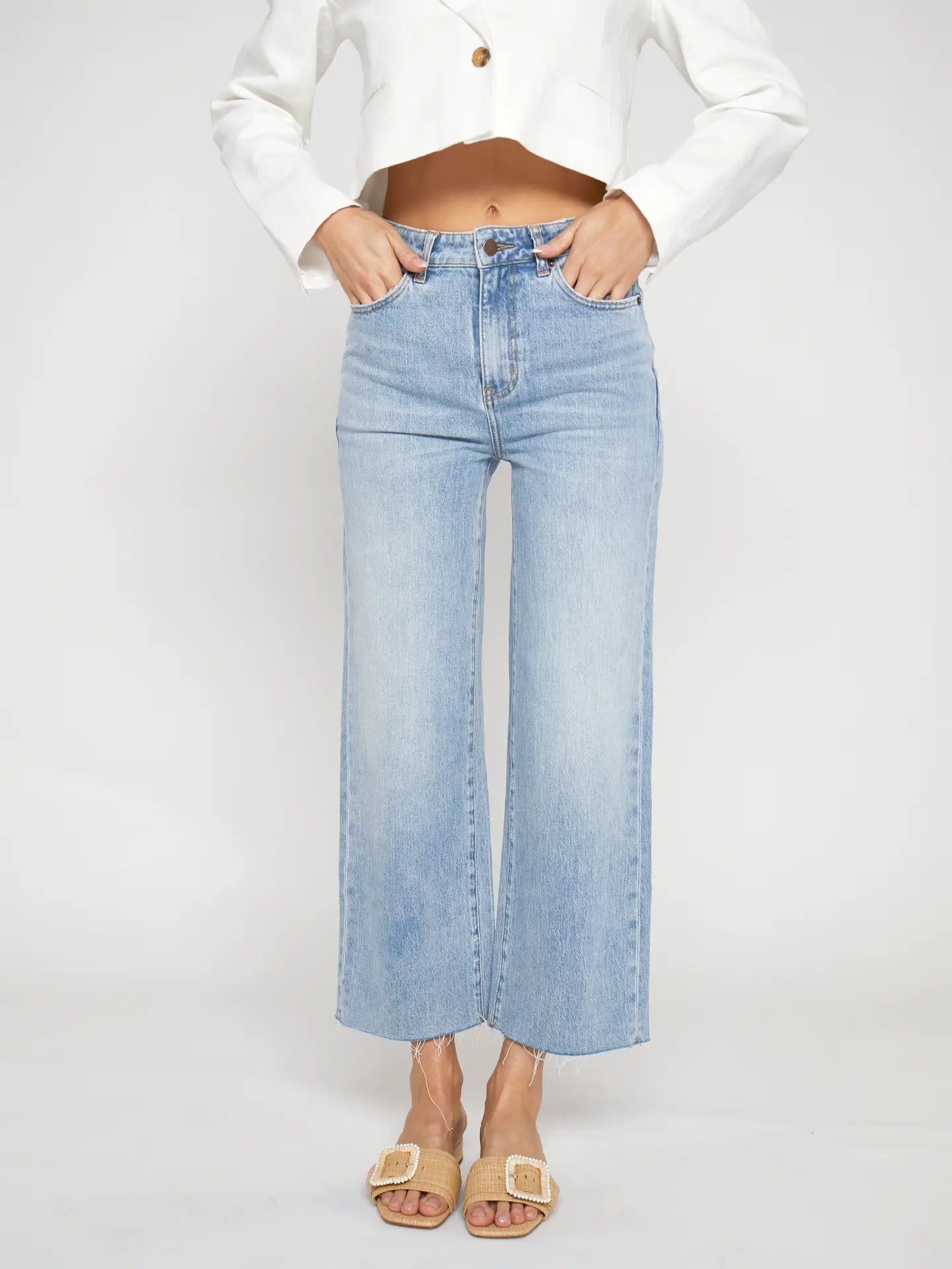 Aberdeen Ankle High Rise Jean, Light Indigo Worn