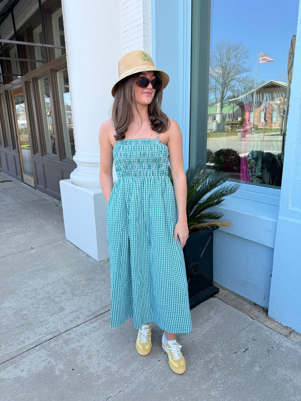 The Patron Gingham Dress- Green