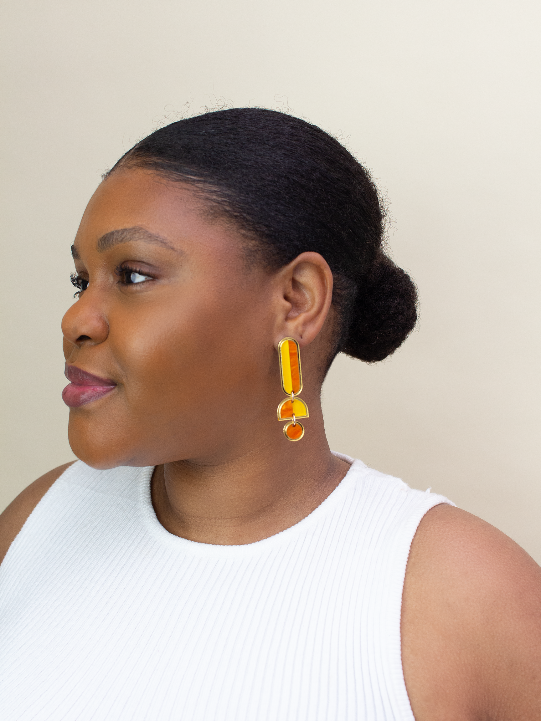 Lanie - Orange Dangle Earrings