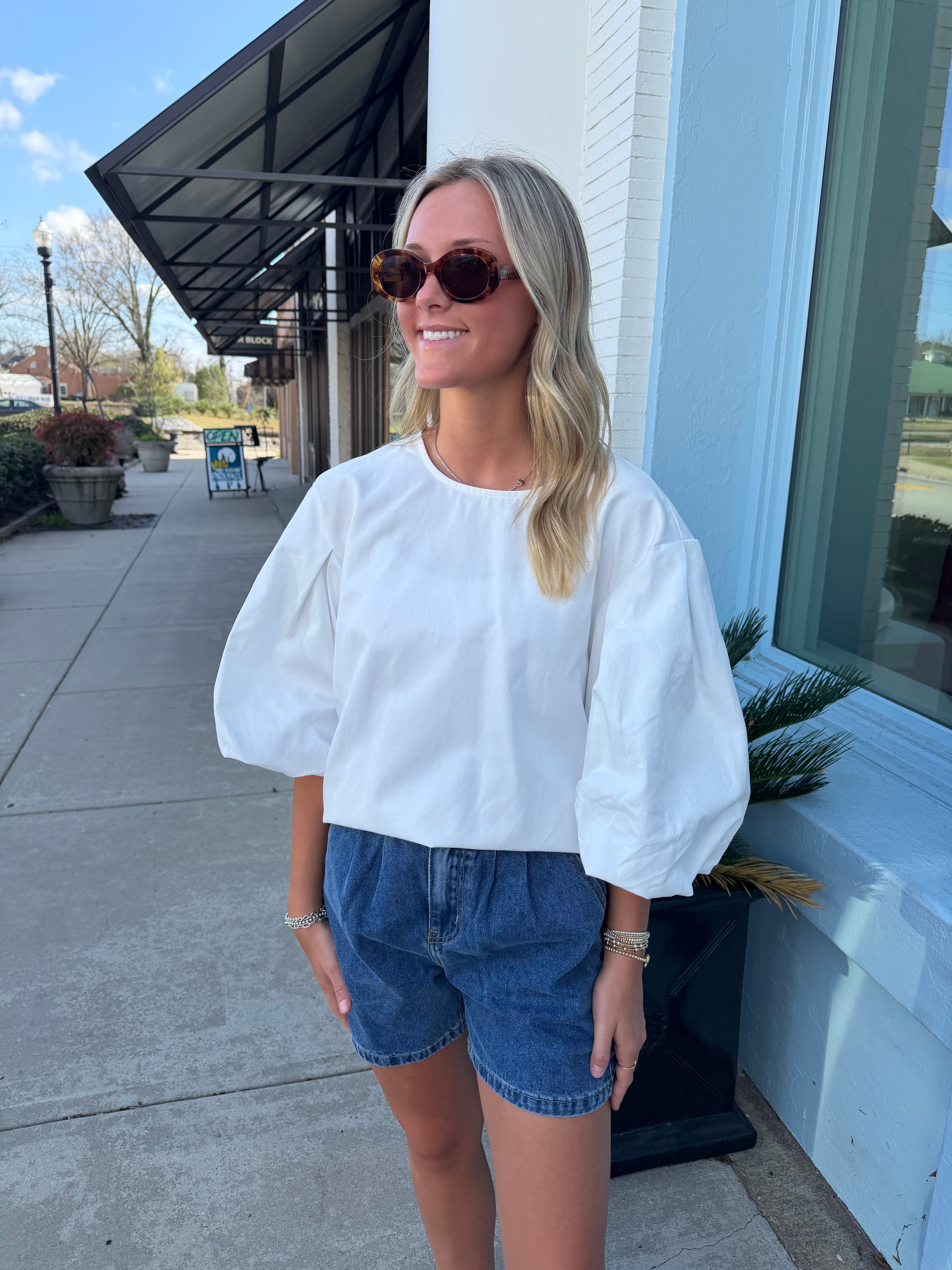 The Morgan Round Neck Top- White