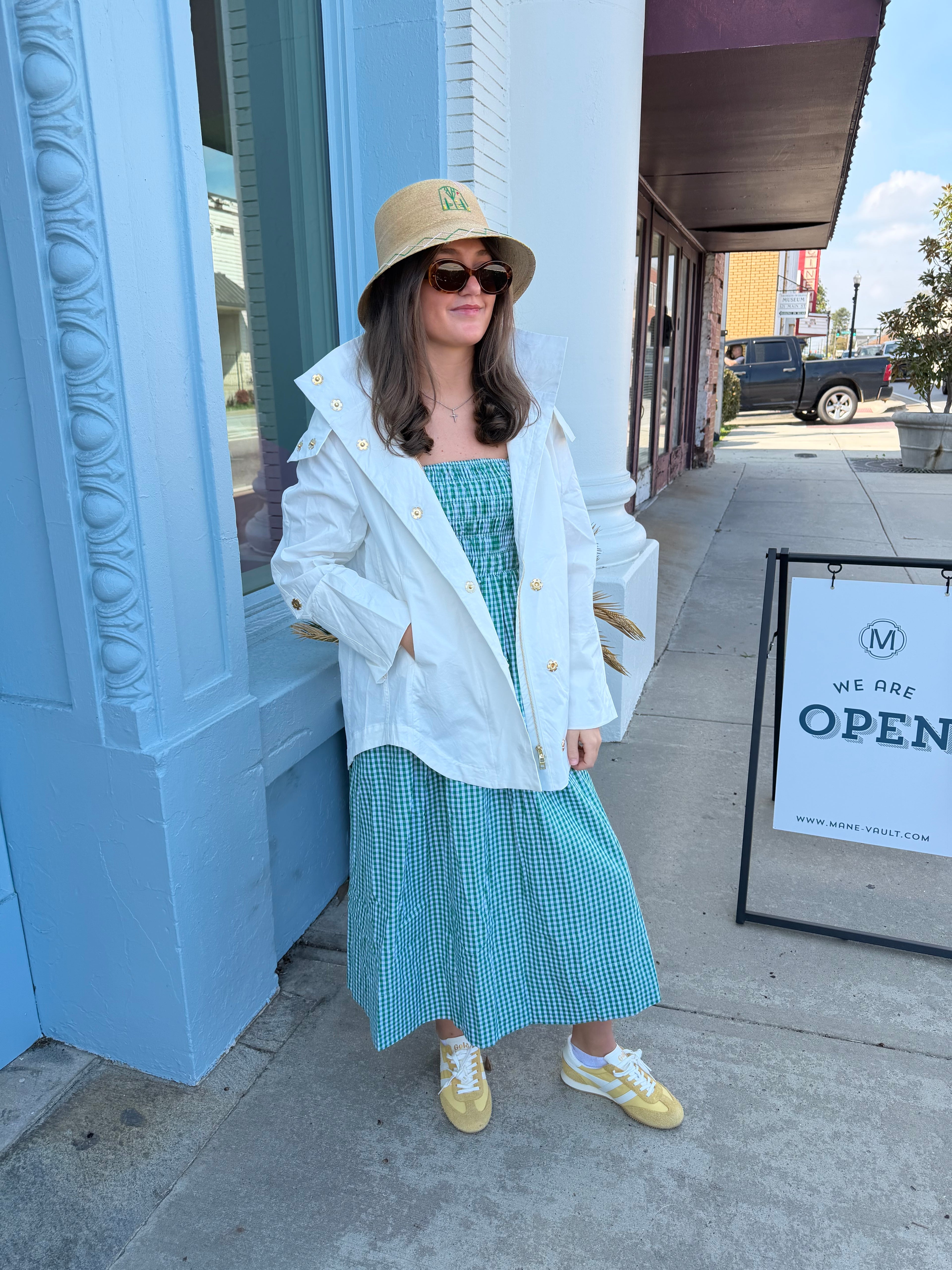 The Patron Gingham Dress- Green