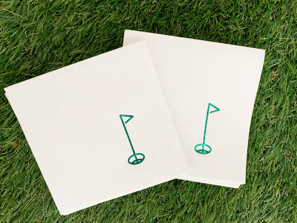 Hole-in-One Golf Cocktail Napkins - Green on White