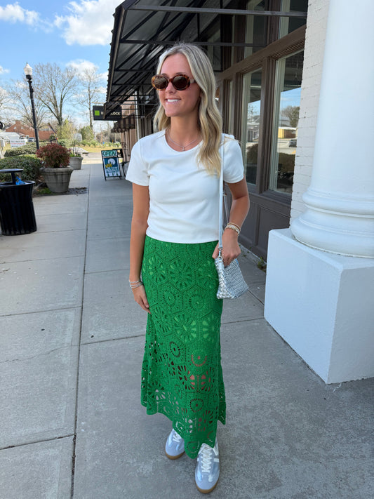 The Ash Crochet Skirt - Green