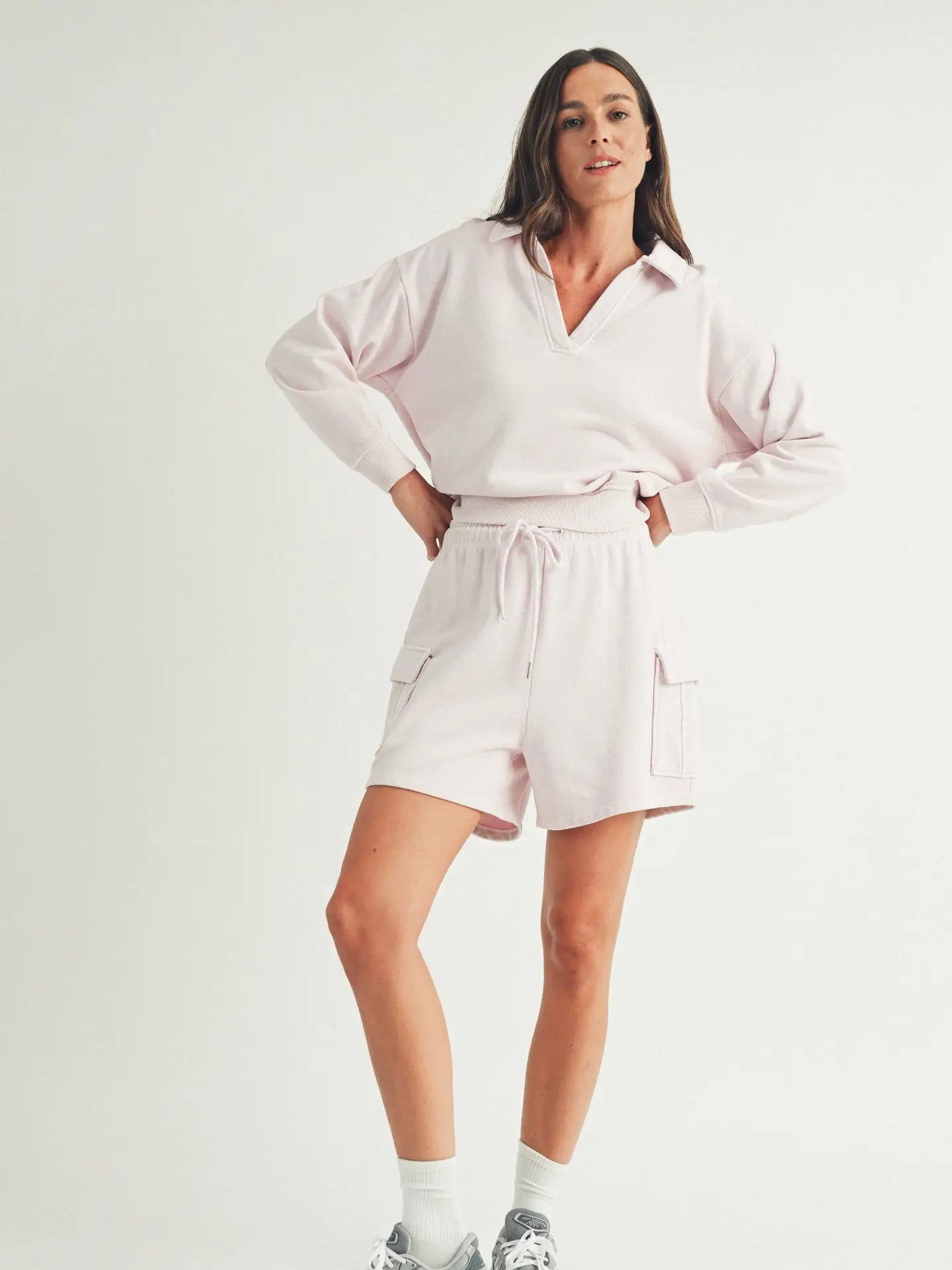 Polo V Neck Sweatshirt - Sugar Lilac
