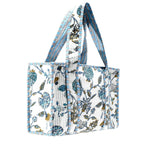 Cotton Block Print Tote Bag-Blue
