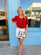 Kelsey Puff Short Sleeve Cardigan - Red
