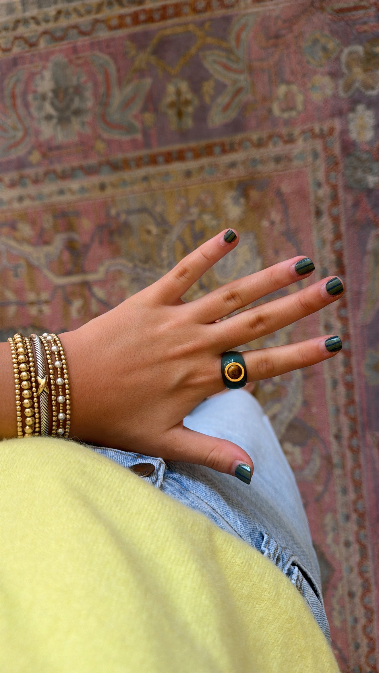 Lucas Jack Deep Sea Resin/Tiger Eye Ring