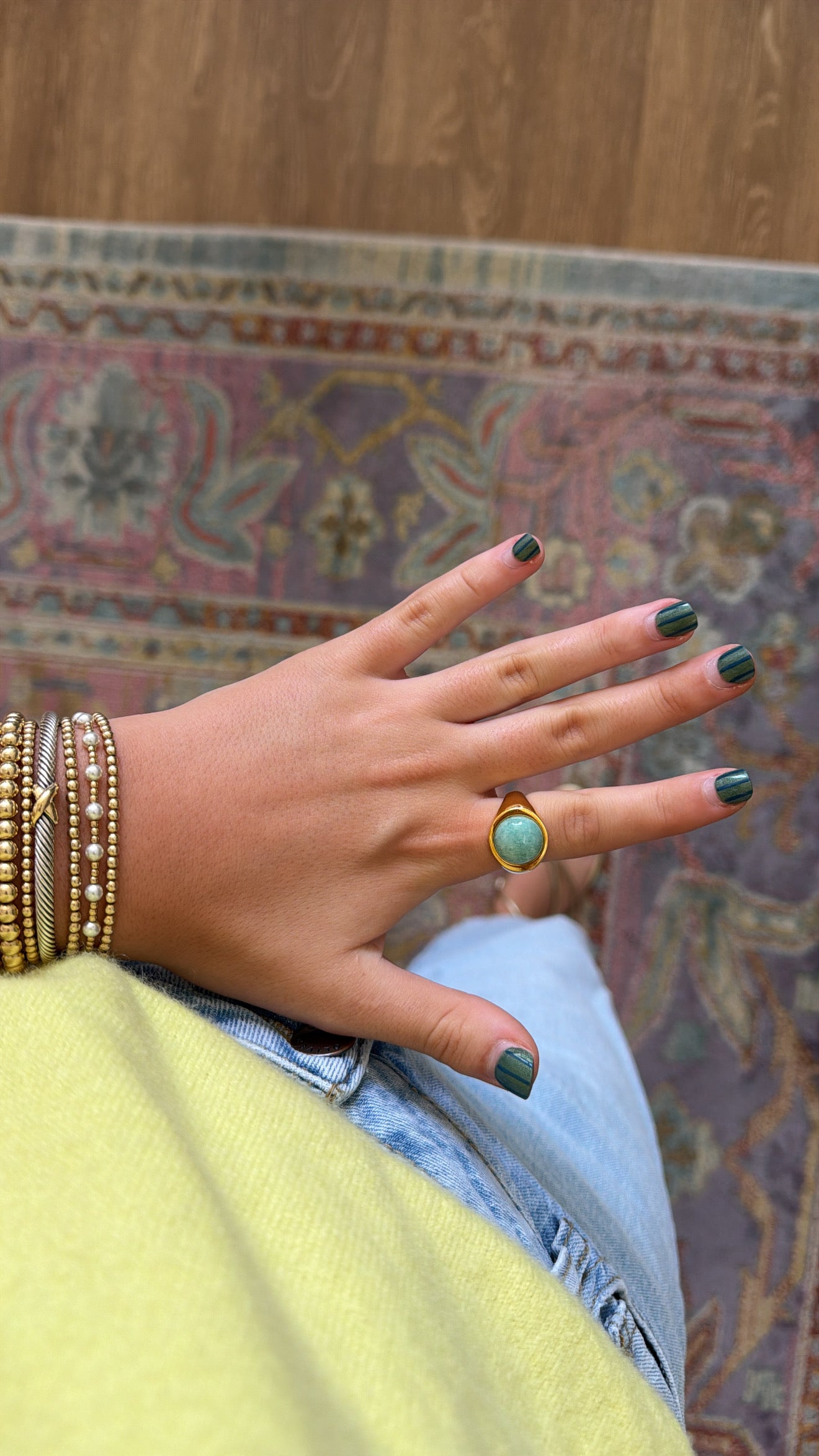 Lucas Jack Round Amazonite Ring