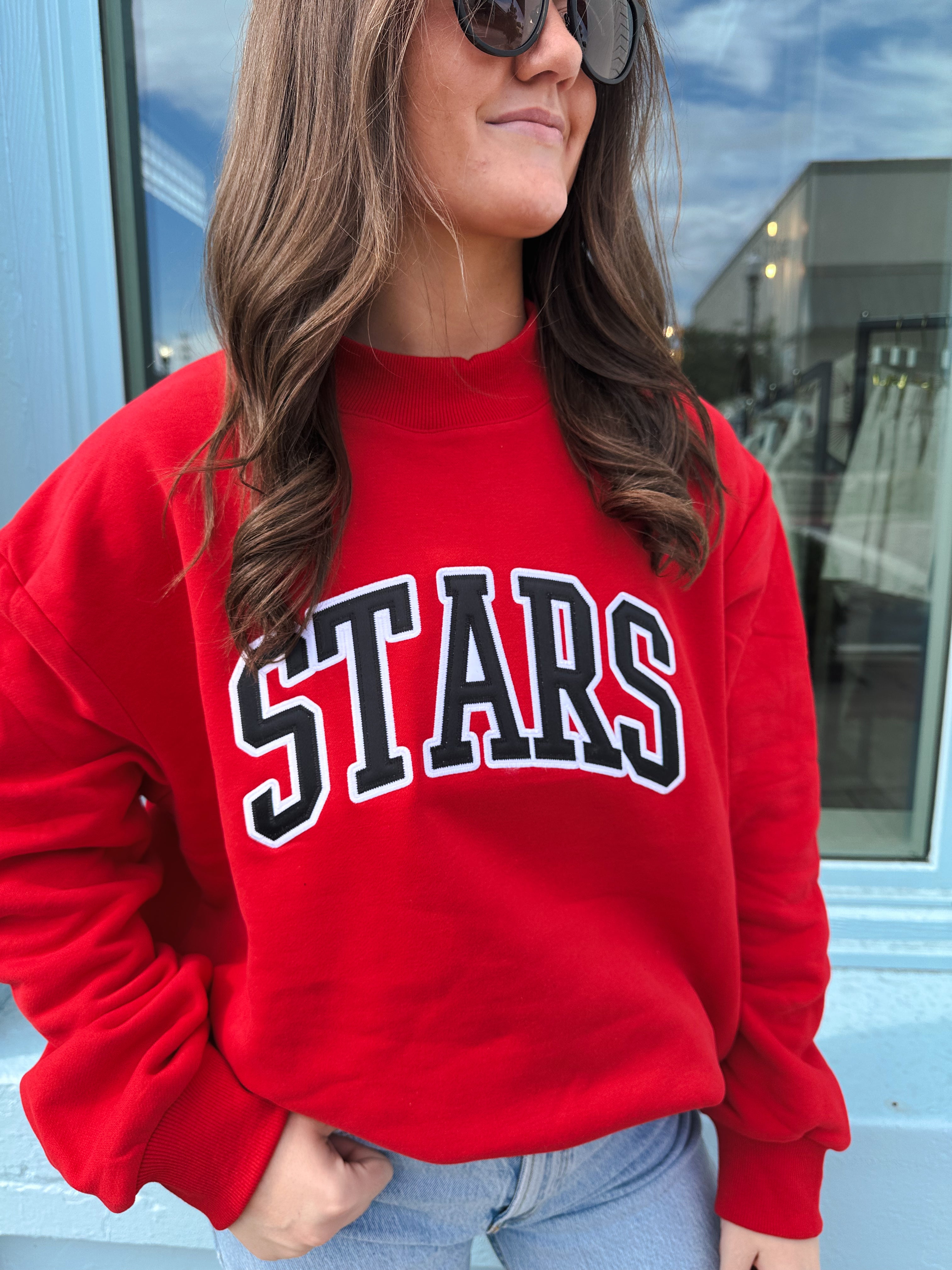 Stars Mock Neck - Red/Black Stars