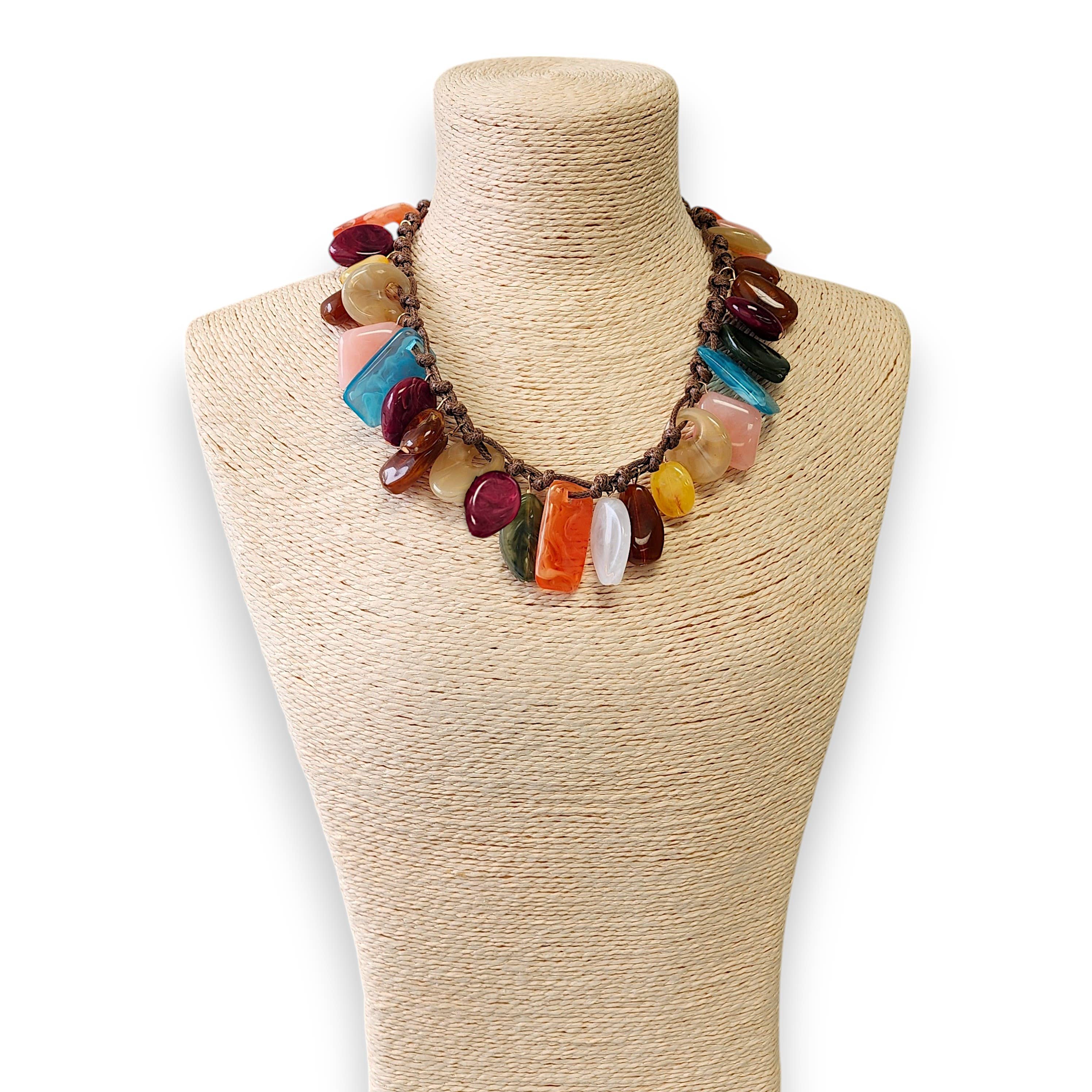 Chunky Rainbow Woven Bib Necklace
