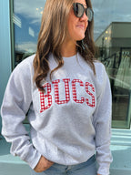 Bucs Crew Sweatshirt - Grey/Red Gingham