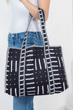 Quilted Reversible Tote Bag - Black/White