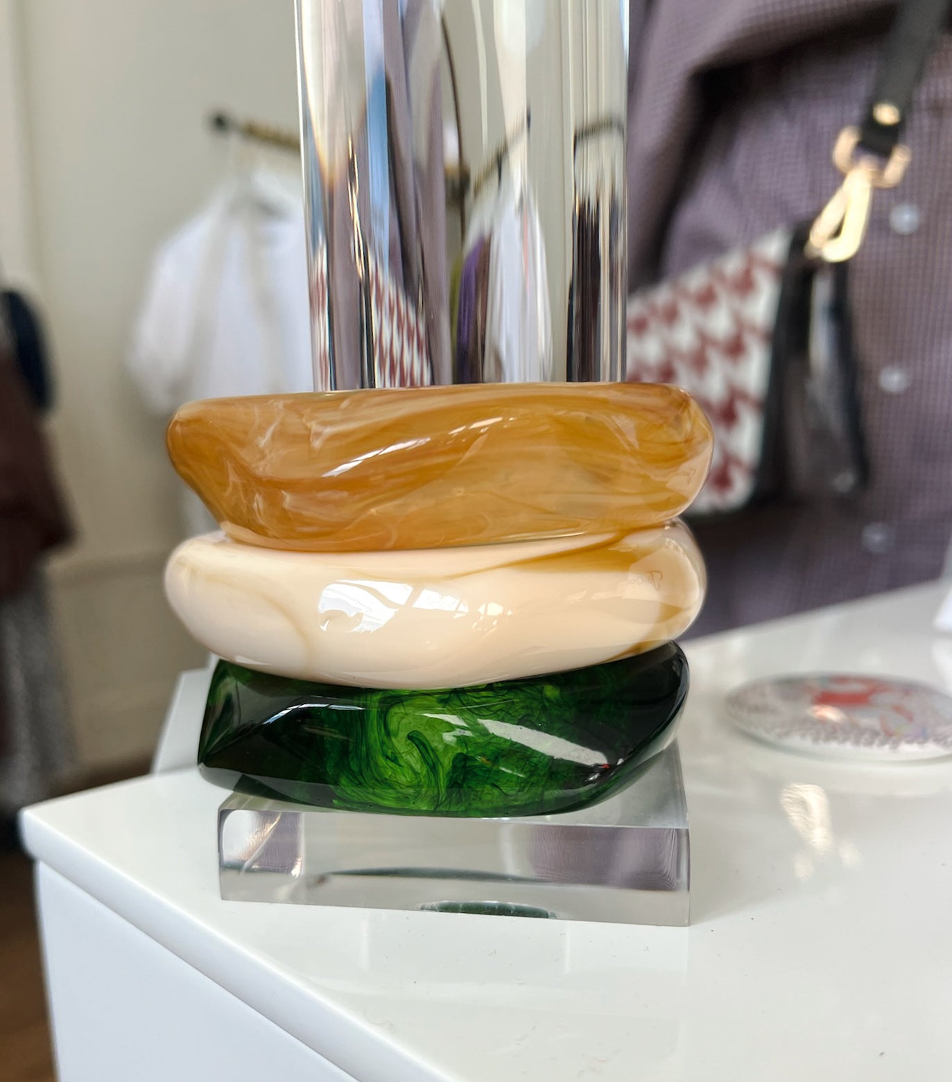 Juliet Squared Marble Resin Bangle - Green