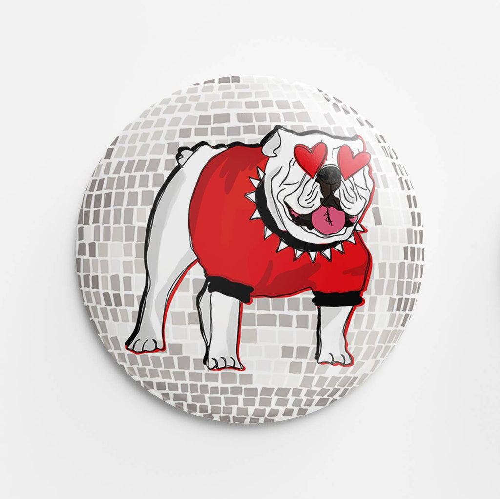 Heart-Eyed Disco Dawg Button