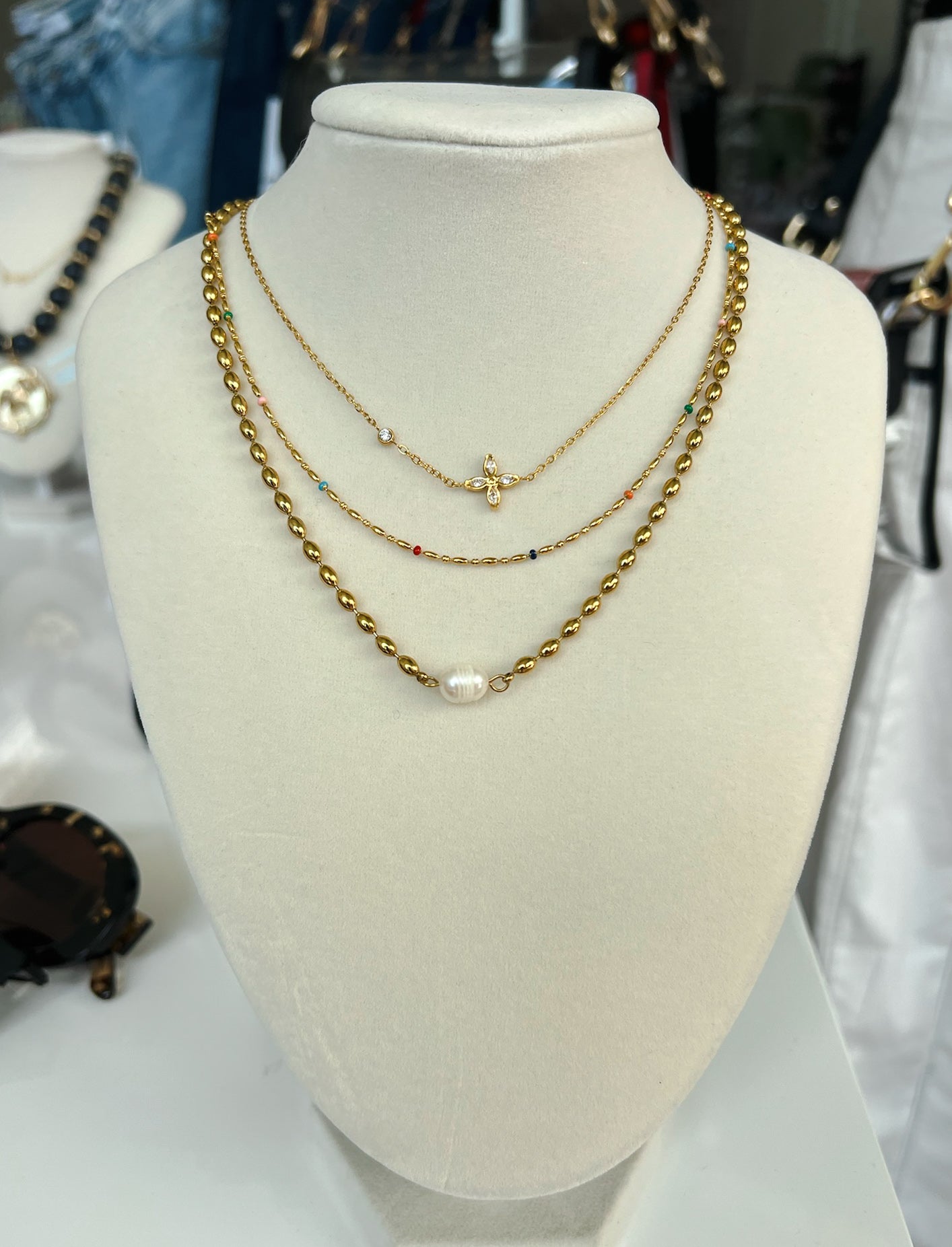 Vigne Pearl Ball Chain Necklace