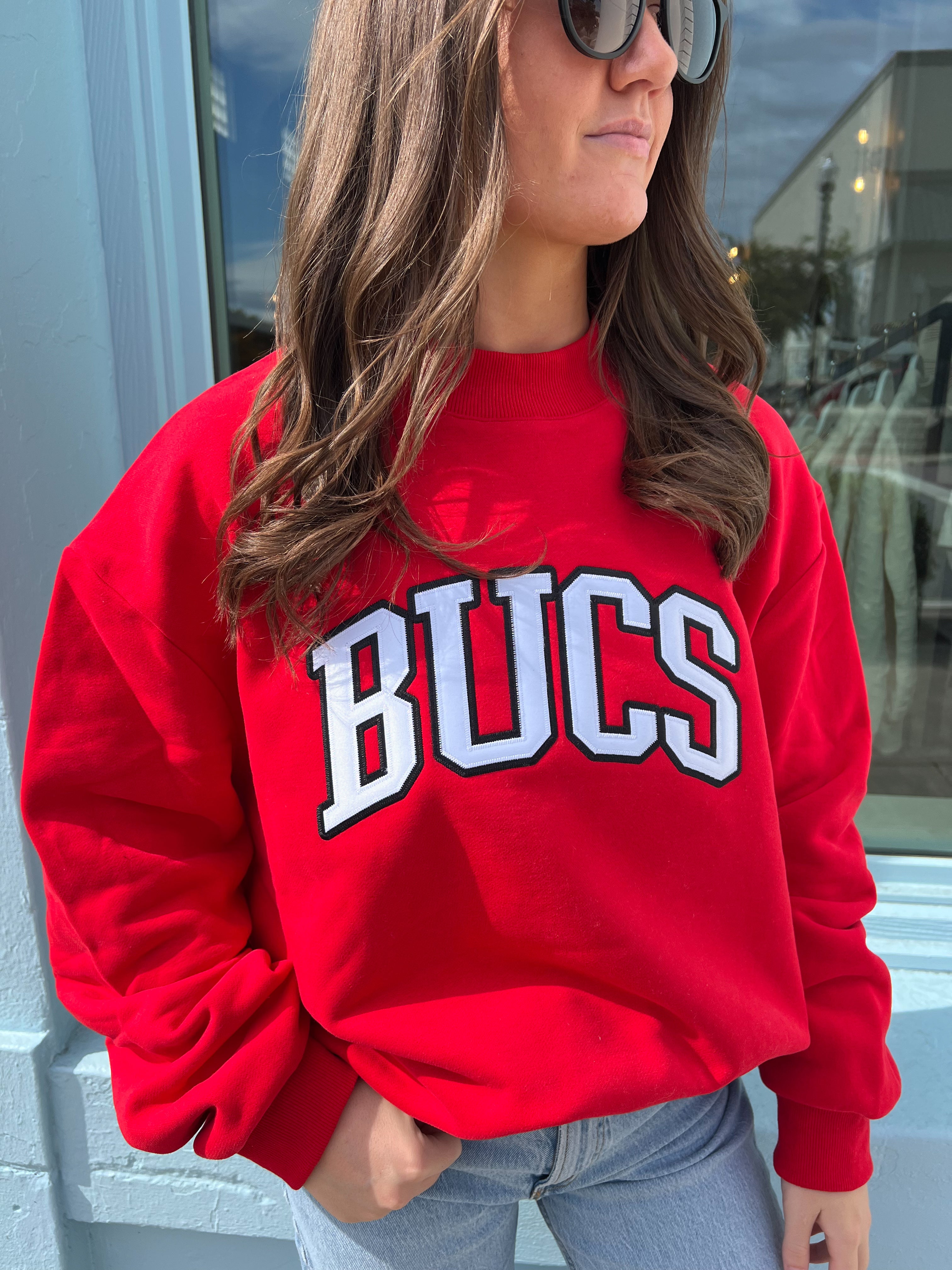 Bucs Mock Neck - Red/White