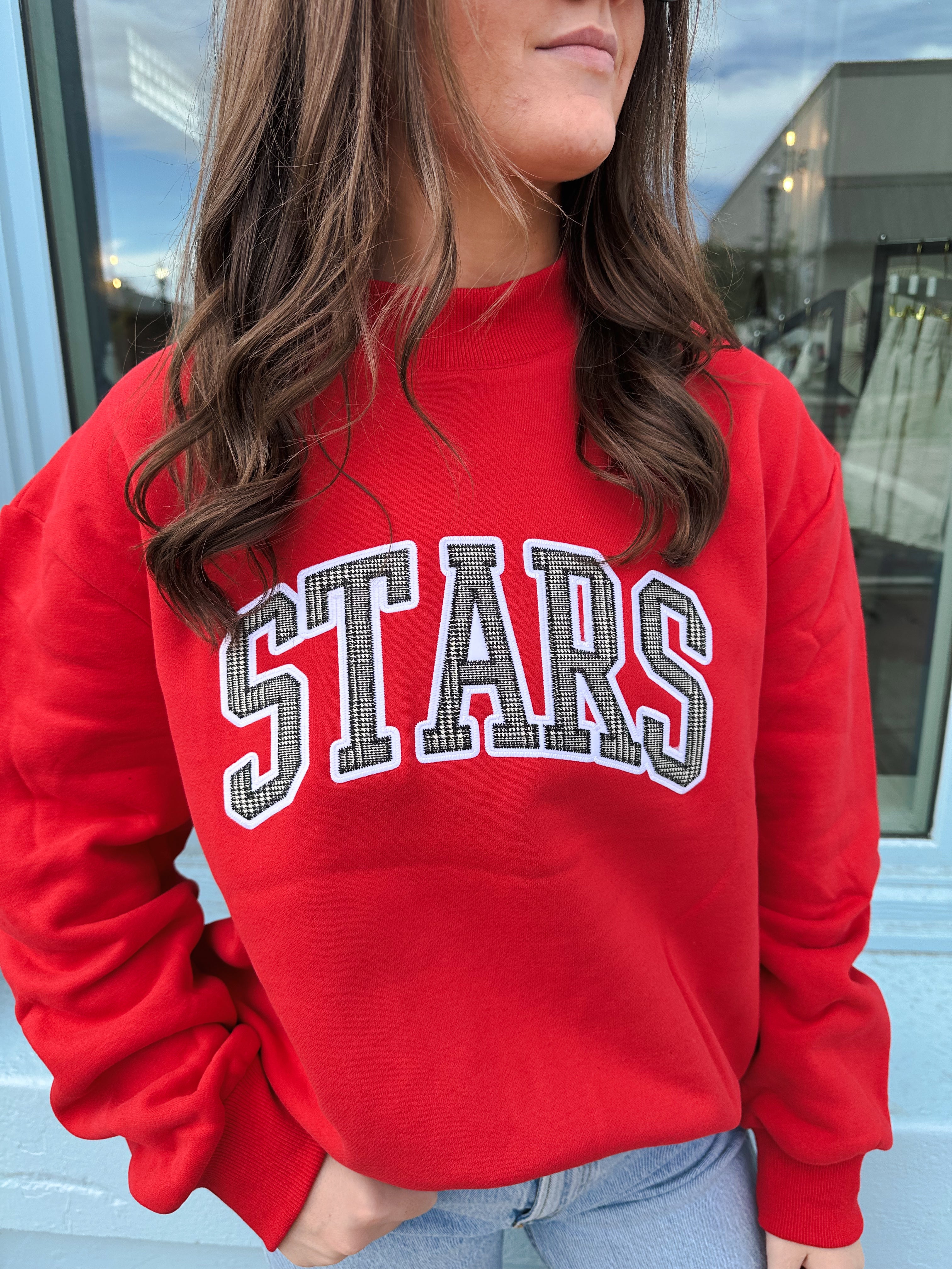 Stars Mock Neck - Red/Black Plaid