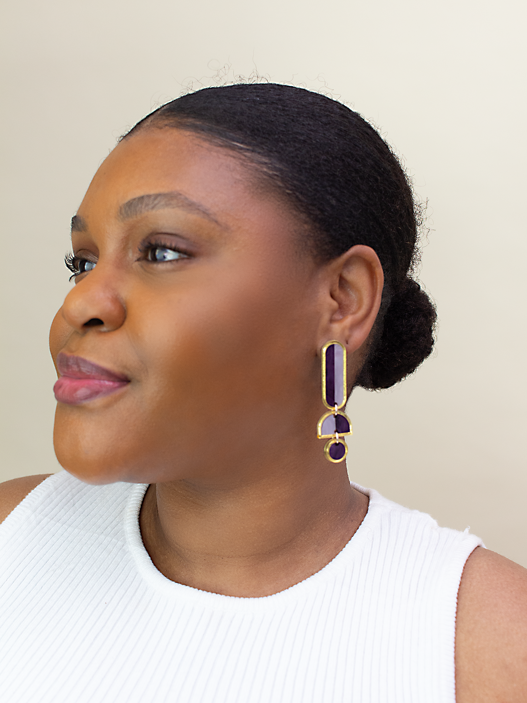 Lanie - Purple Dangle Earrings