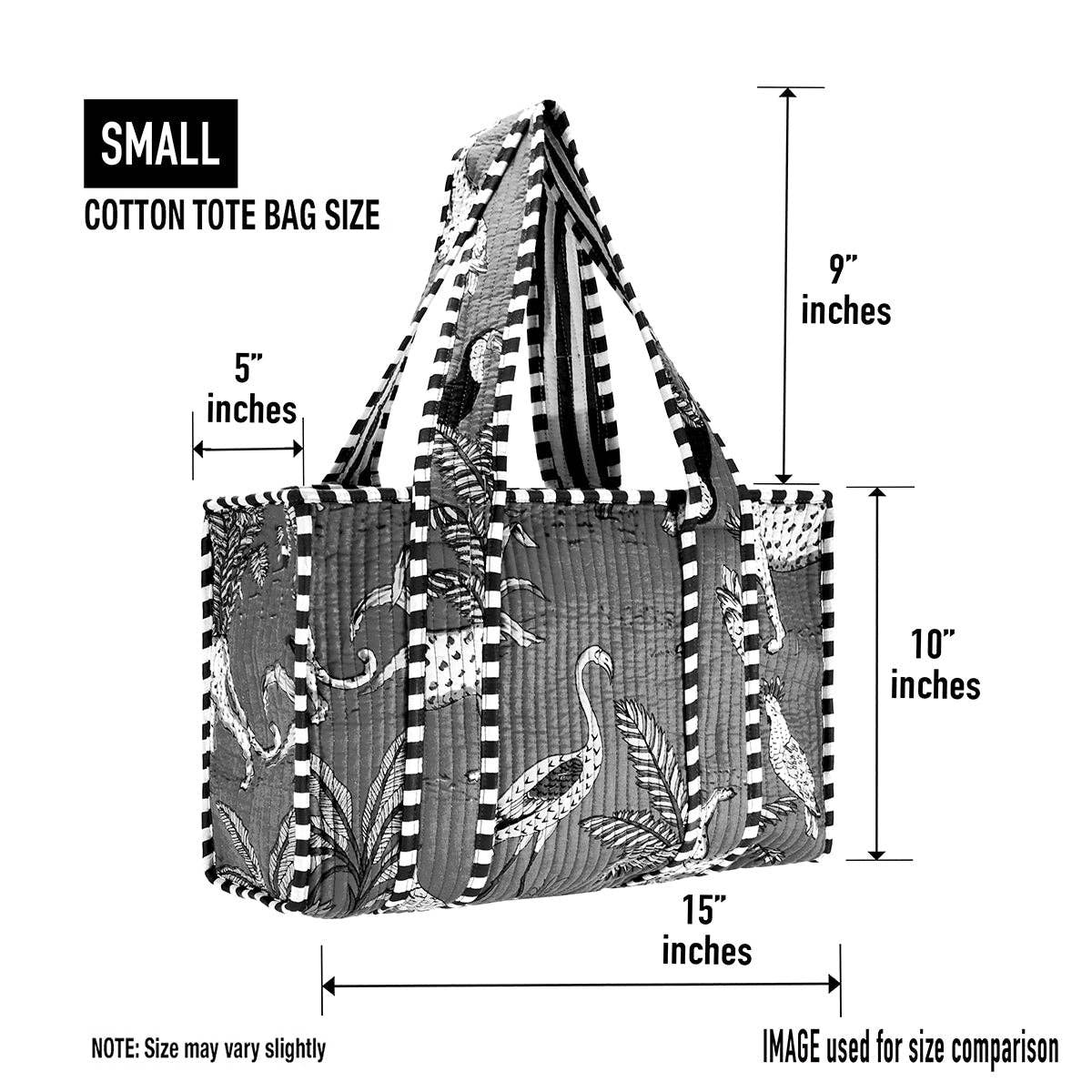 Cotton Block Print Tote Bag - Green and Blue
