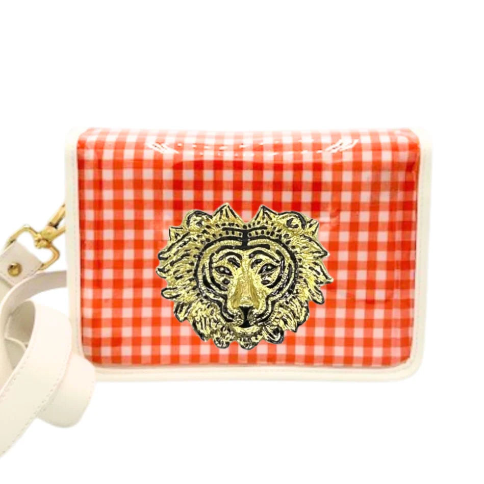 Orange Gingham with Tiger Stadium Bag