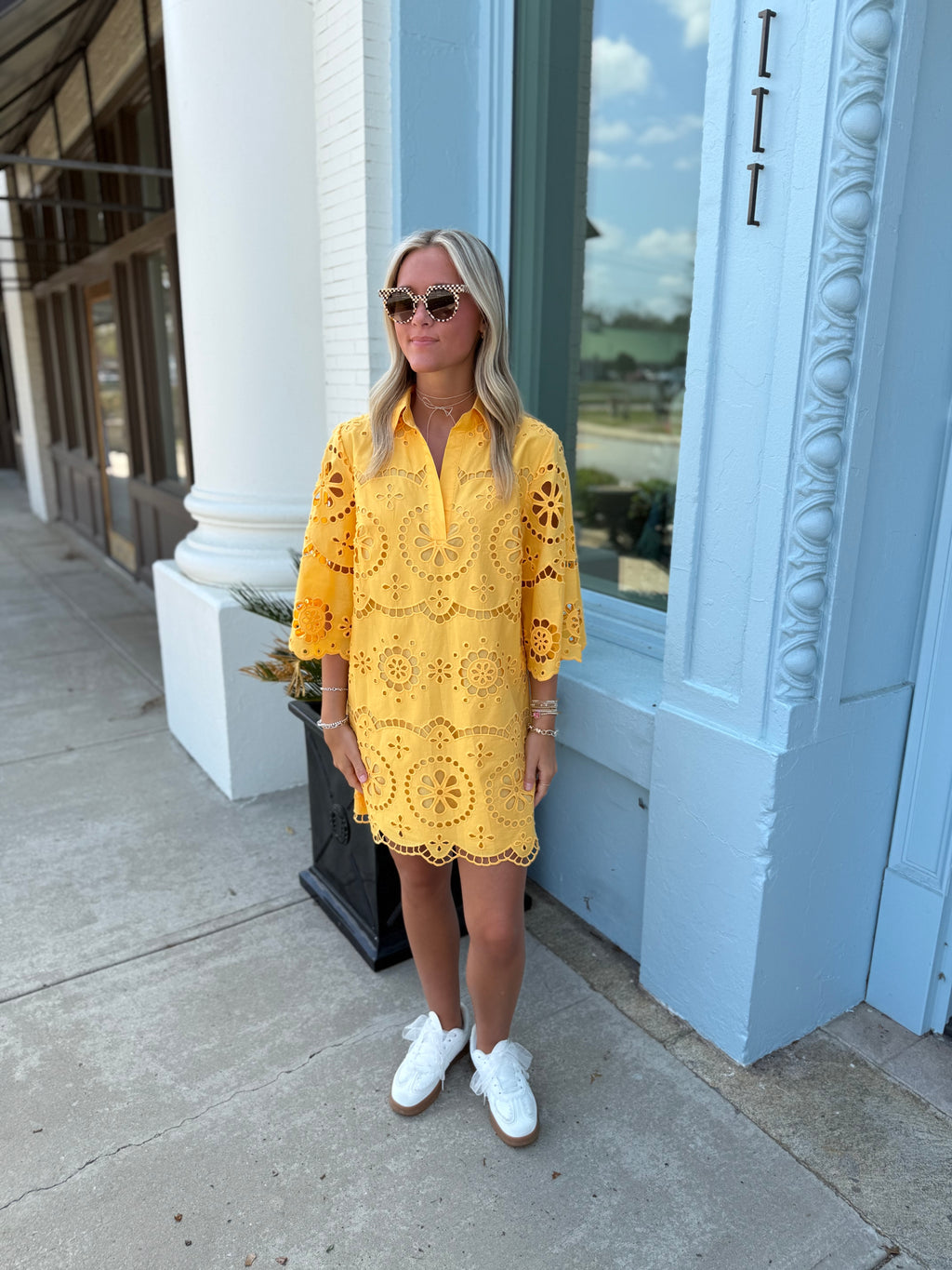 The Penny Eyelet Dress- Orange
