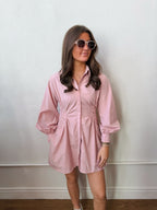 The Ray Ruched Shirt Mini Dress