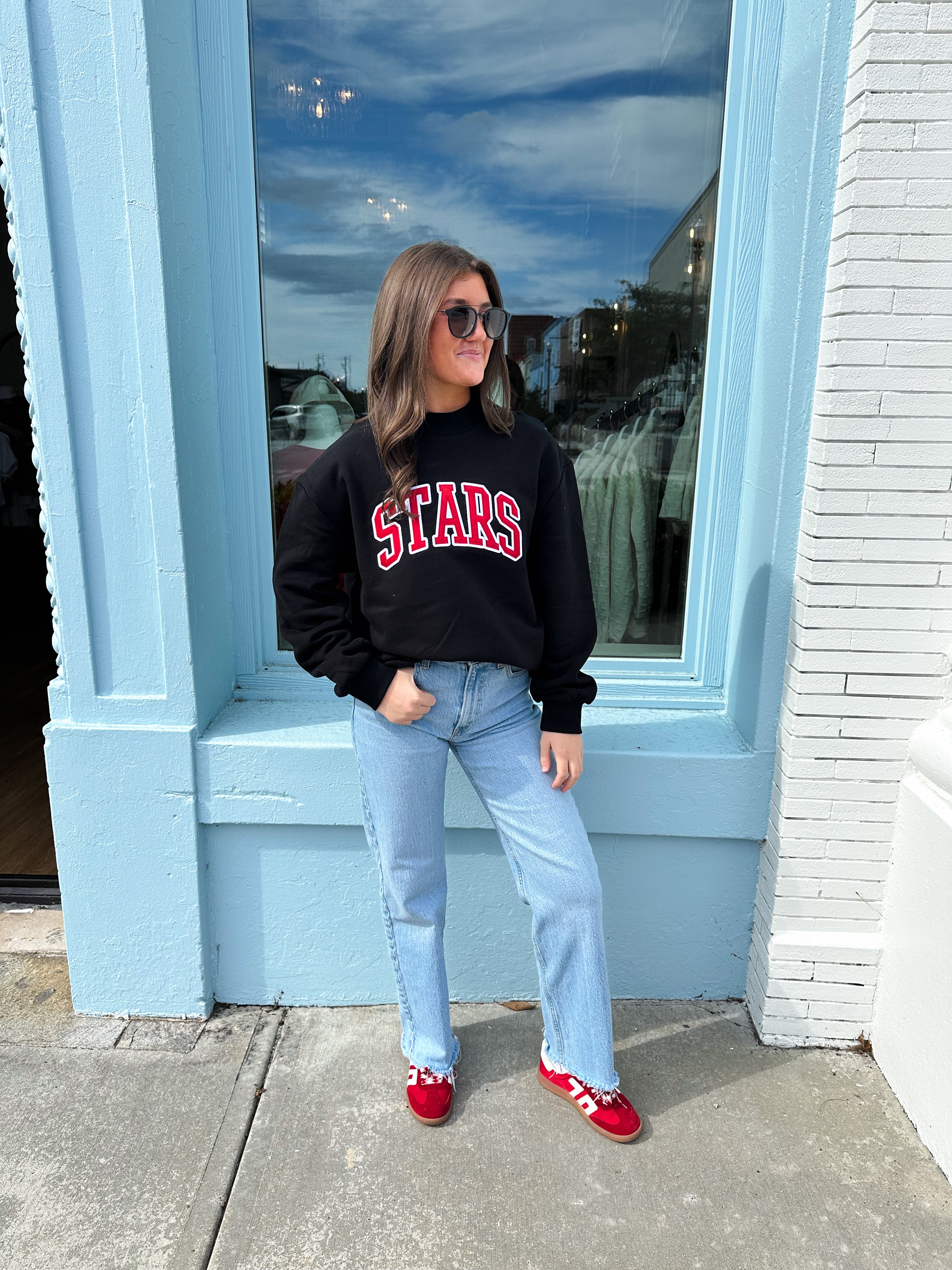 Stars Mock Neck - Black/Red
