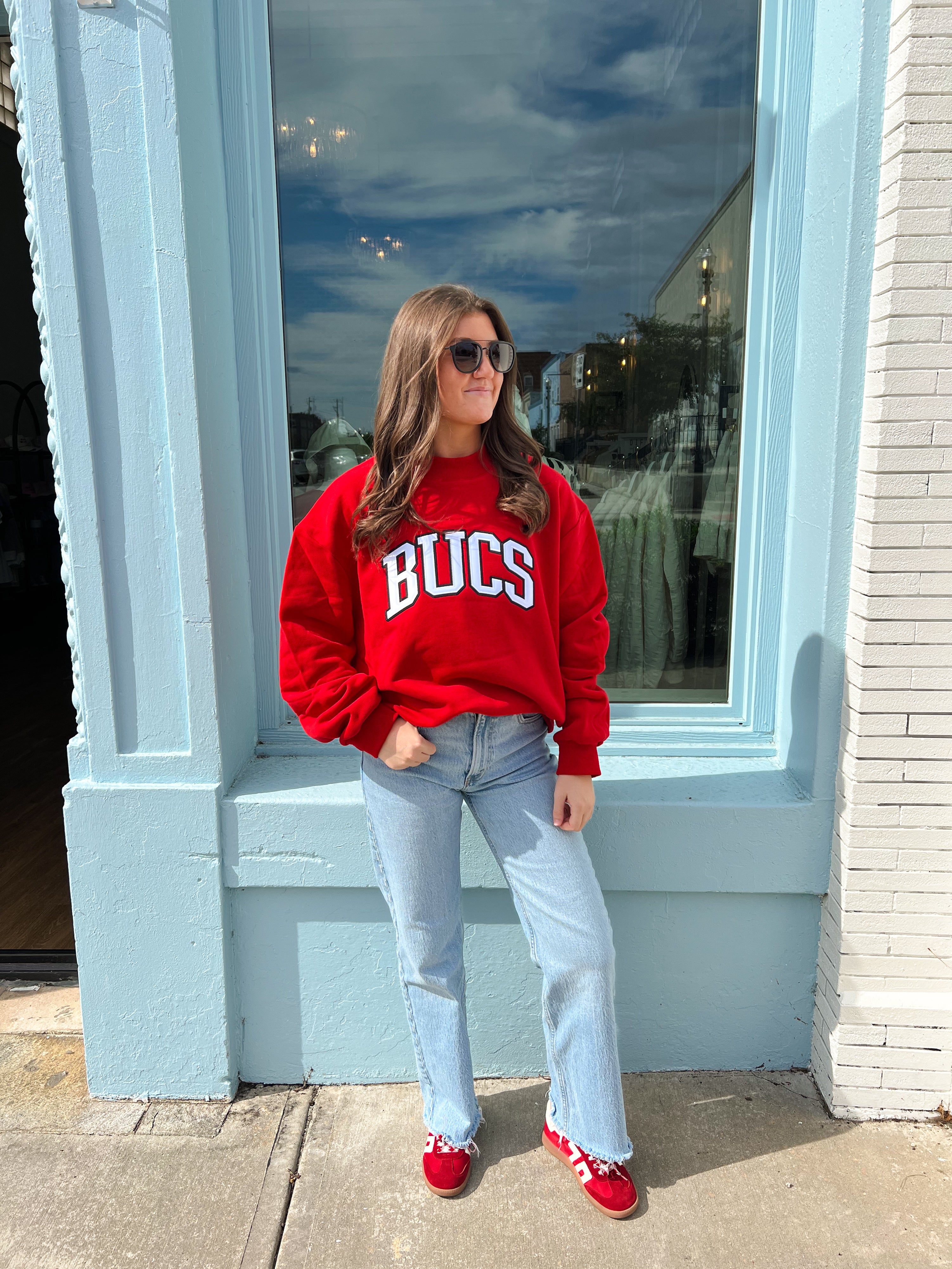 Bucs Mock Neck - Red/White