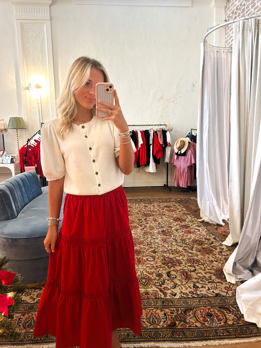 The Reverse Pintuck Midi Skirt