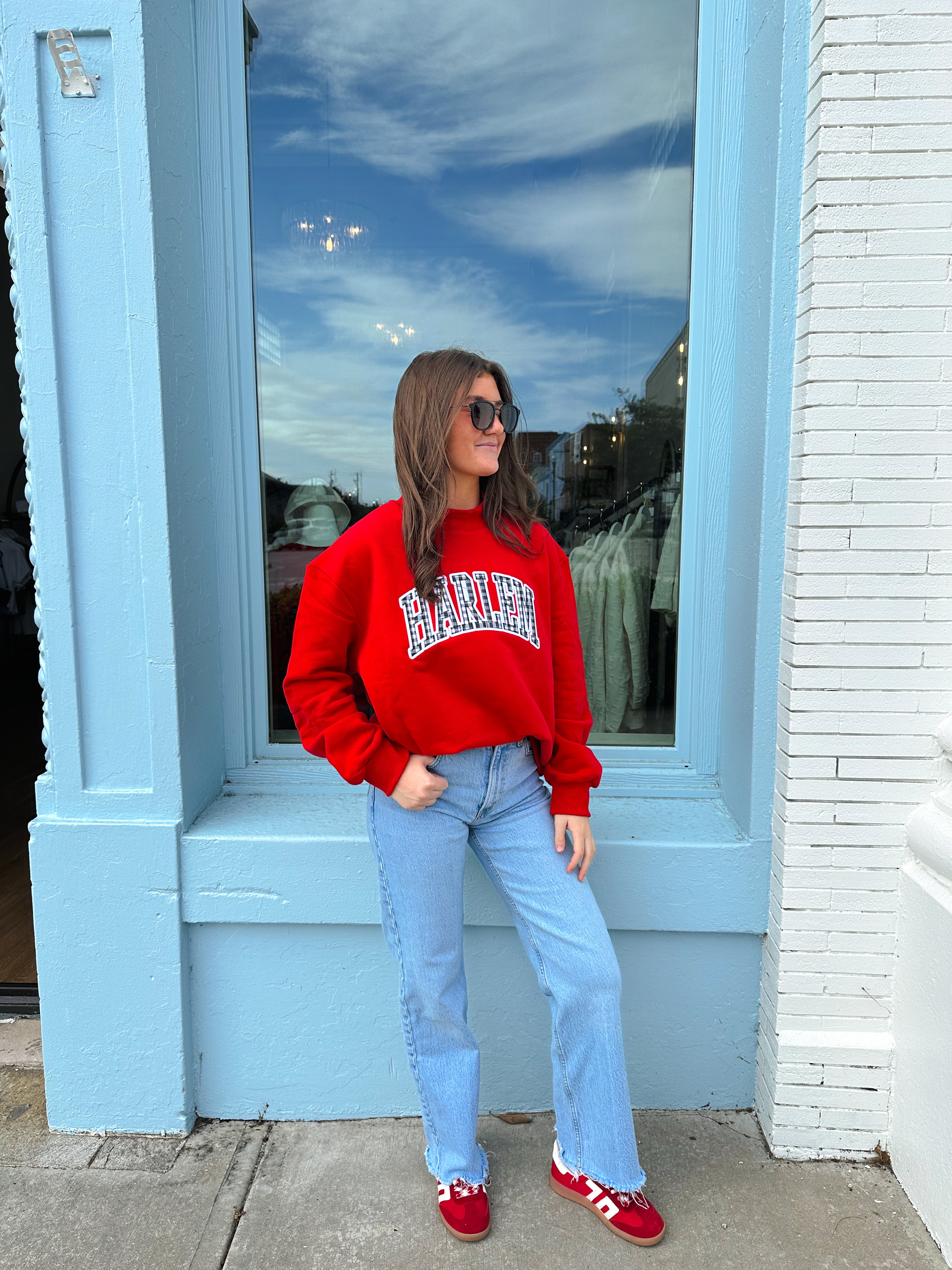 Harlem Mock Neck - Red/Black Gingham