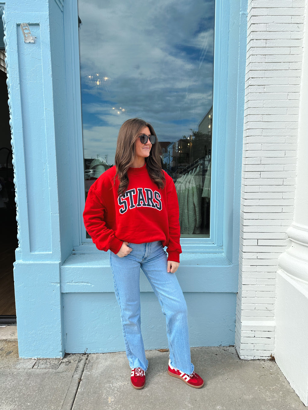 Stars Mock Neck - Red/Black Stars