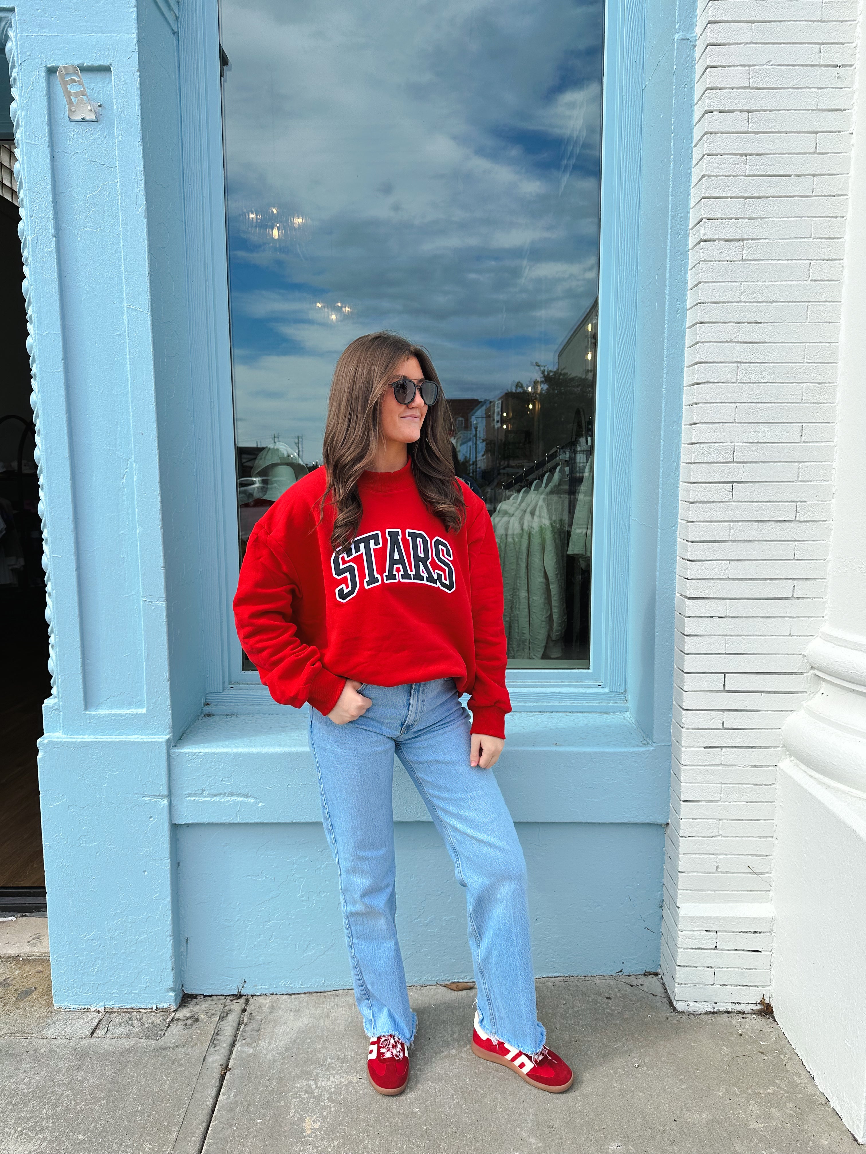 Stars Mock Neck - Red/Black Stars