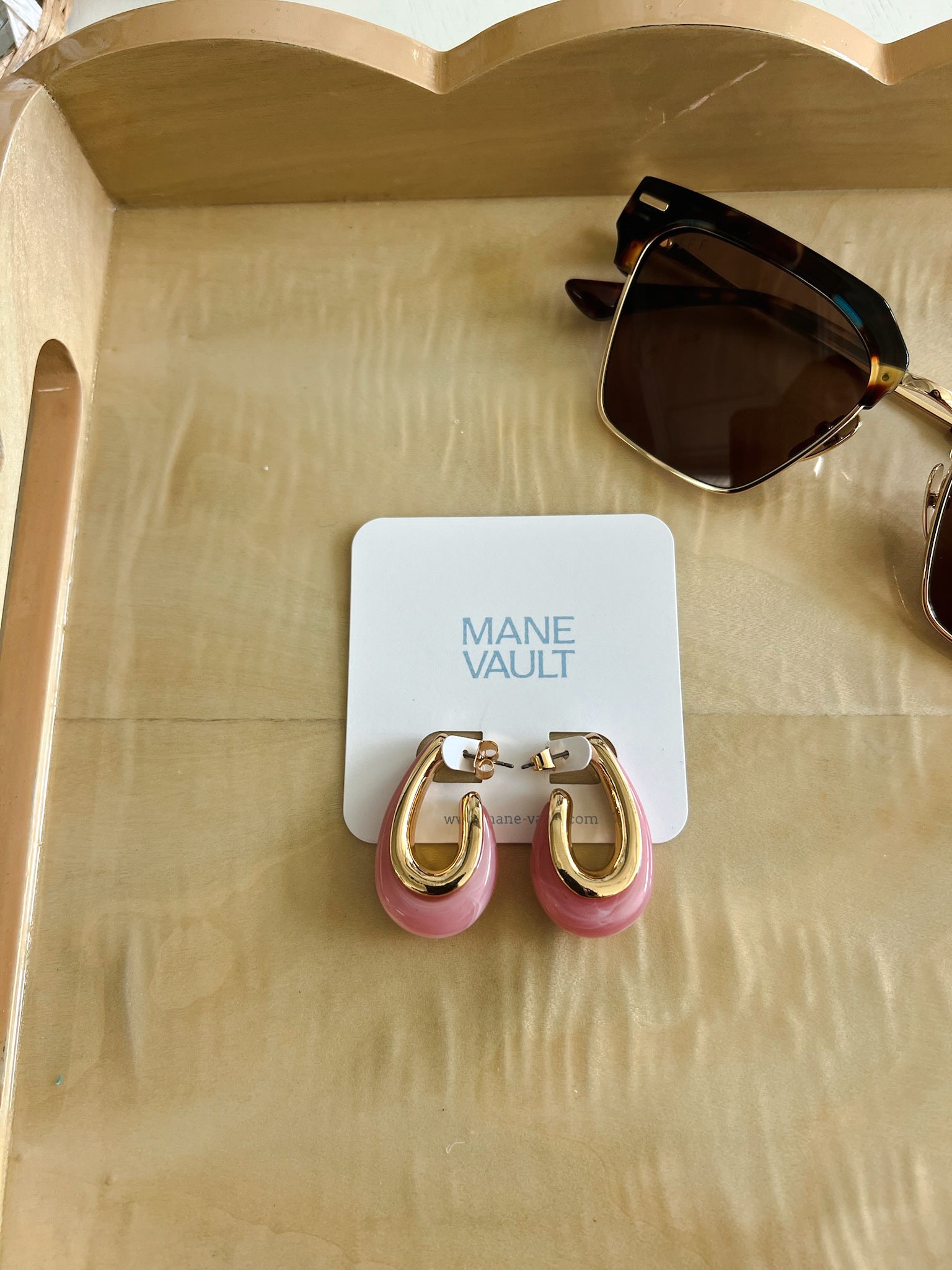 Sadie Acrylic Hoop Earrings - Pink