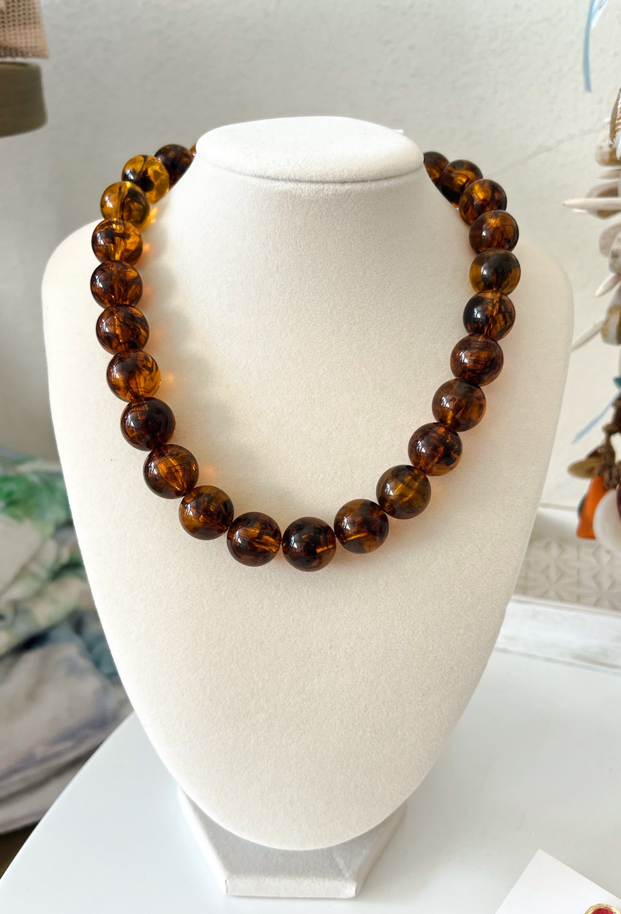 Ava Tortoise Shell Ball Beaded Necklace